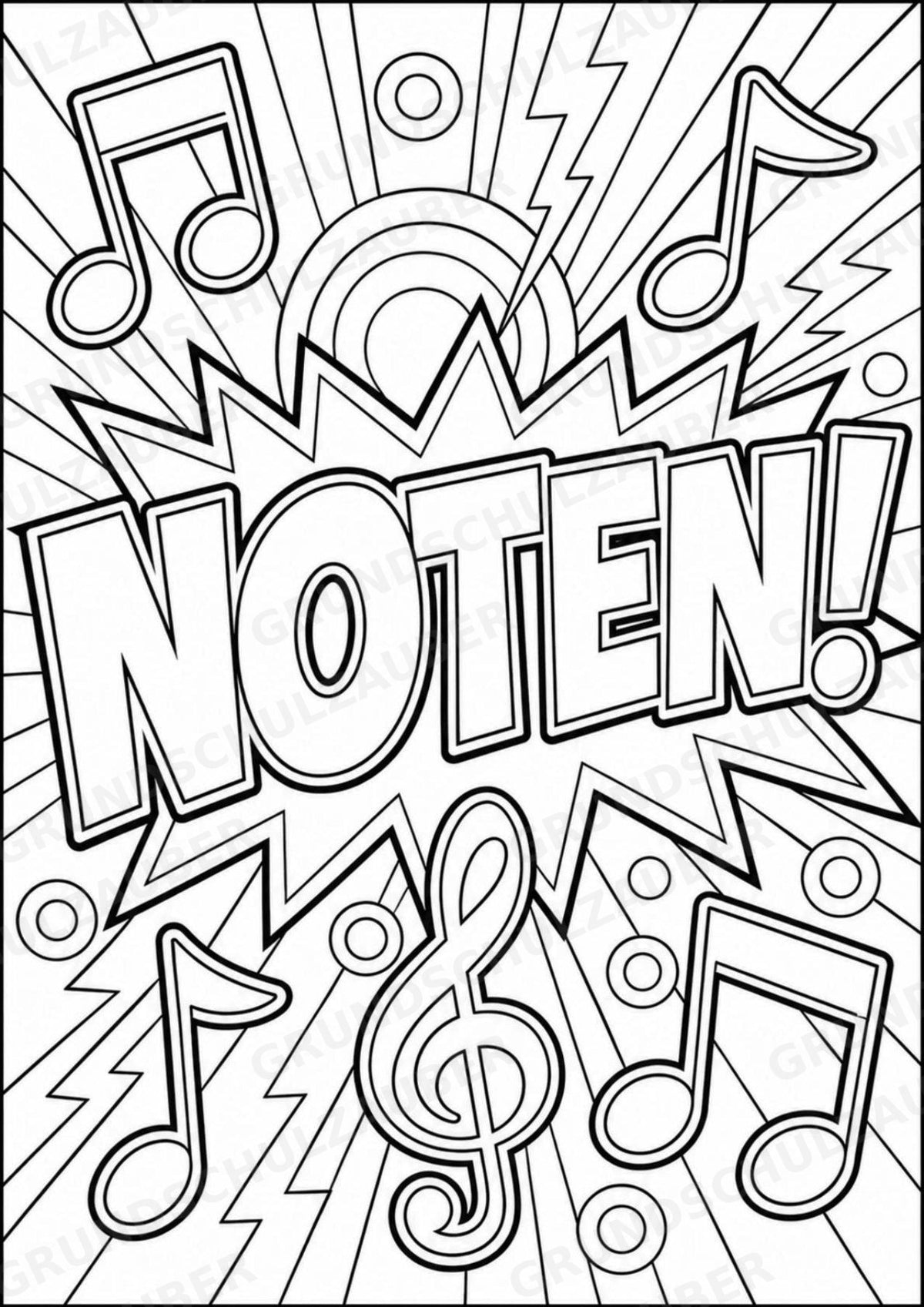 Musiknoten POP Art Ausmalbilder 15 Malvorlagen – Materialseite 15