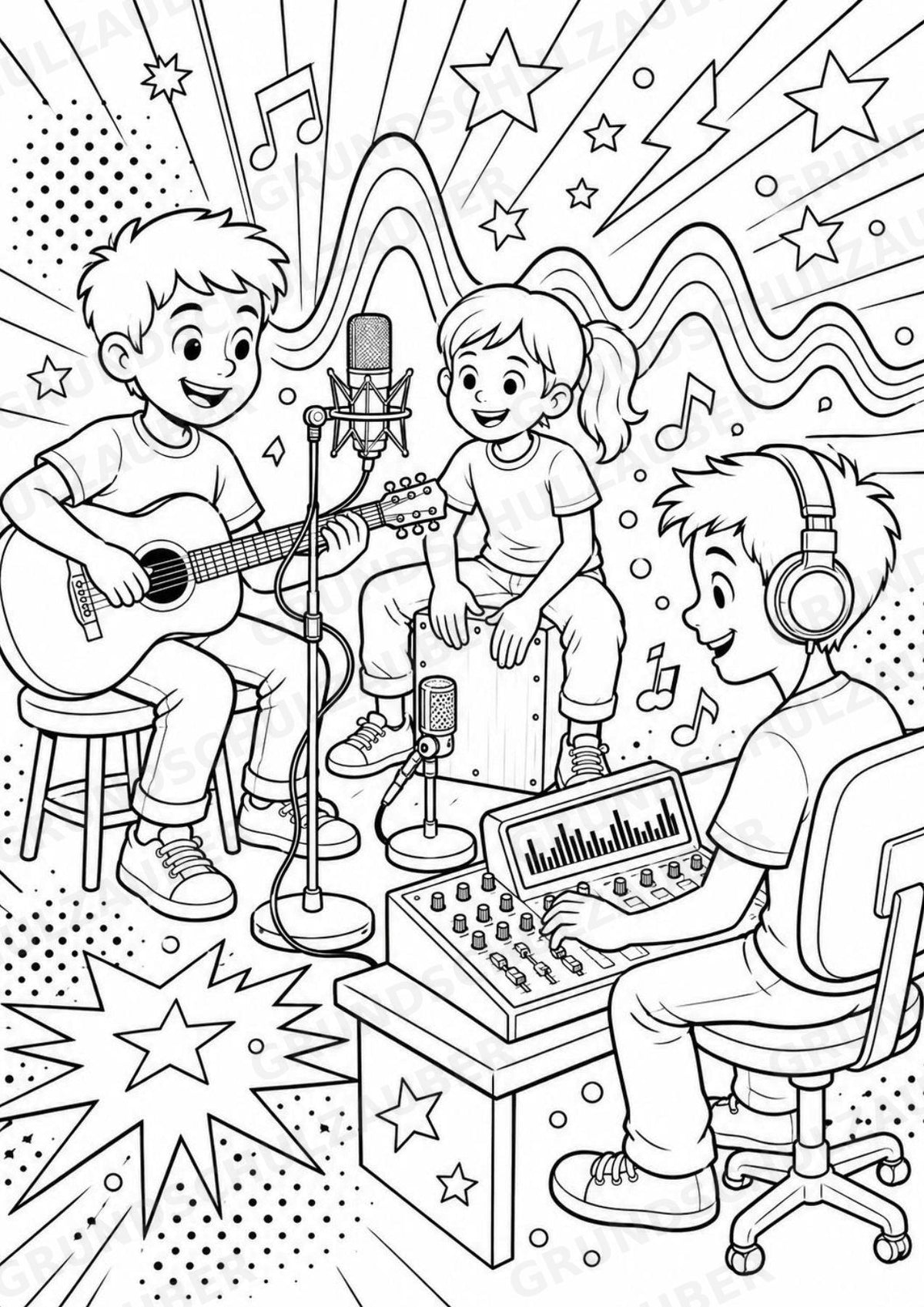 Musikproduktion POP Art Ausmalbilder 15 Malvorlagen – Materialseite 11