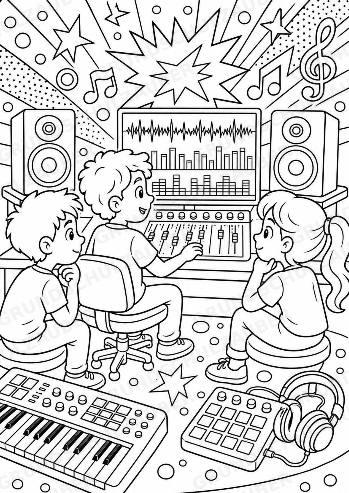 Musikproduktion POP Art Ausmalbilder 15 Malvorlagen – Materialseite 13