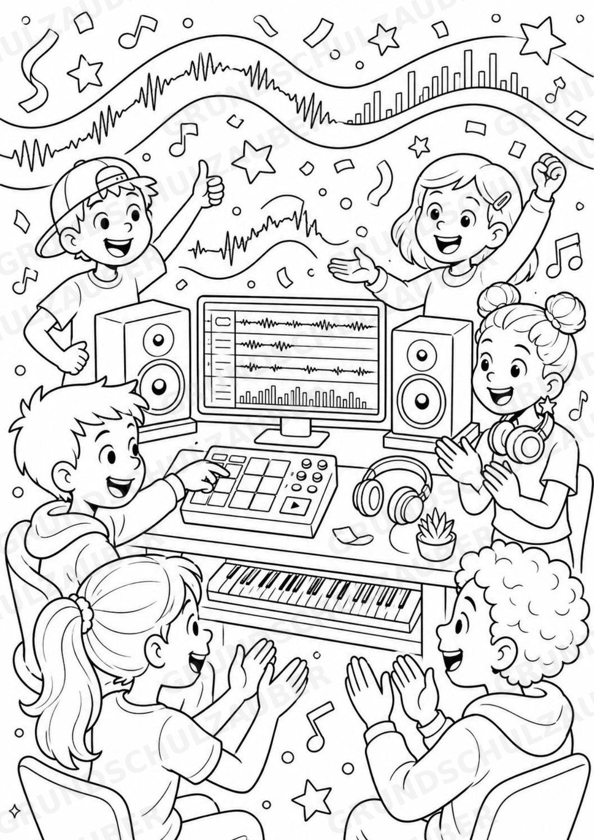 Musikproduktion POP Art Ausmalbilder 15 Malvorlagen – Materialseite 16