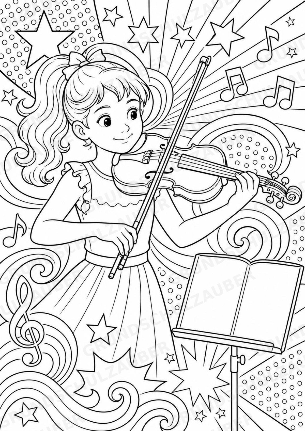 Orchesterinstrumente POP Art Ausmalbilder 15 Malvorlagen – Materialseite 3
