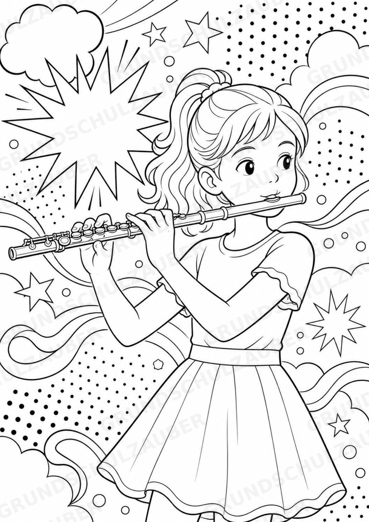 Orchesterinstrumente POP Art Ausmalbilder 15 Malvorlagen – Materialseite 5
