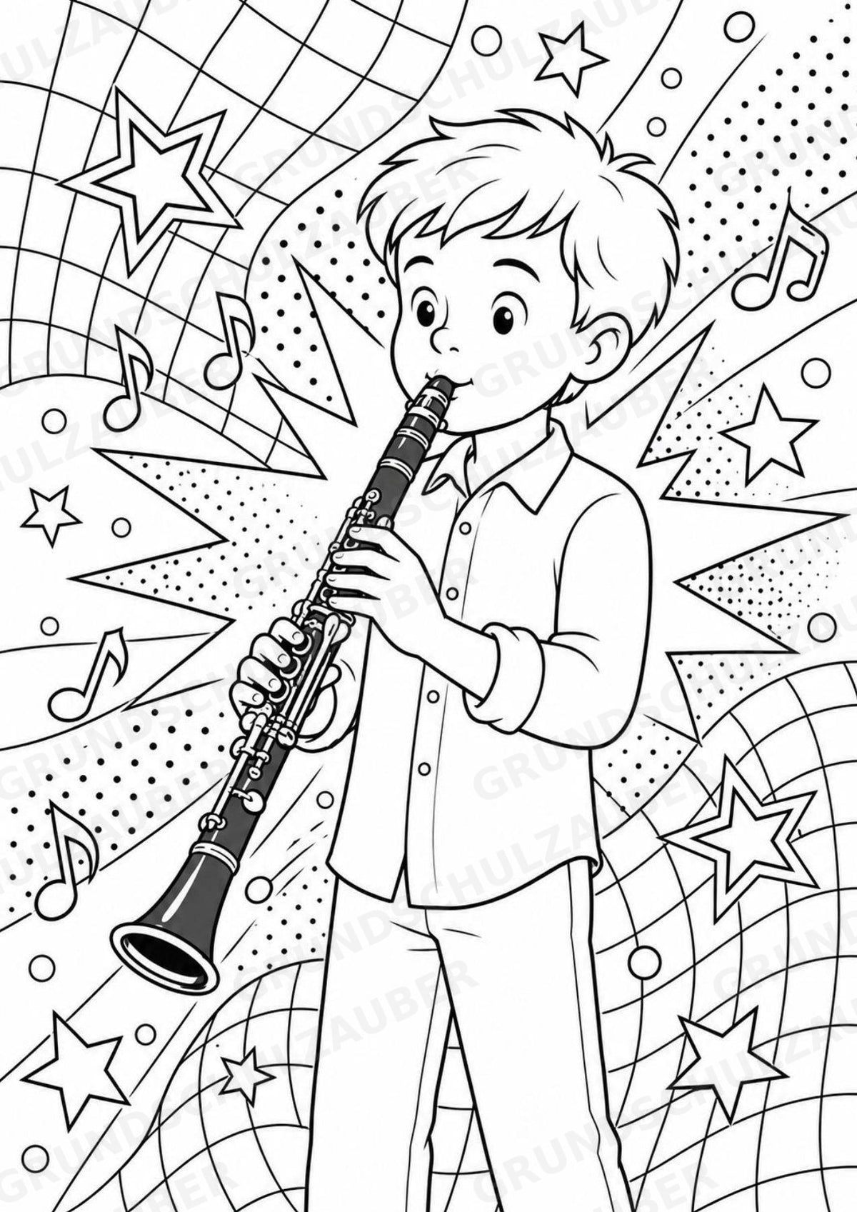 Orchesterinstrumente POP Art Ausmalbilder 15 Malvorlagen – Materialseite 7