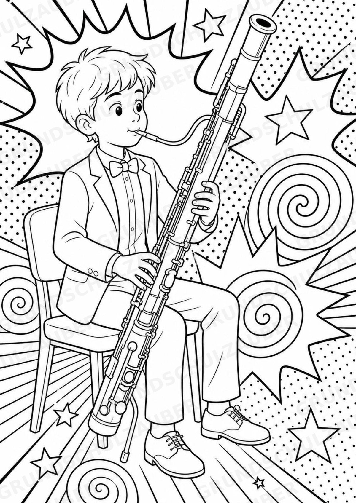 Orchesterinstrumente POP Art Ausmalbilder 15 Malvorlagen – Materialseite 8
