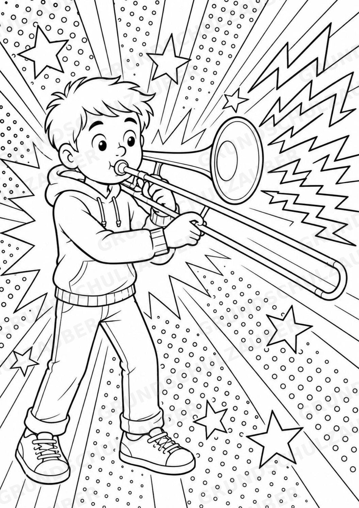 Orchesterinstrumente POP Art Ausmalbilder 15 Malvorlagen – Materialseite 11