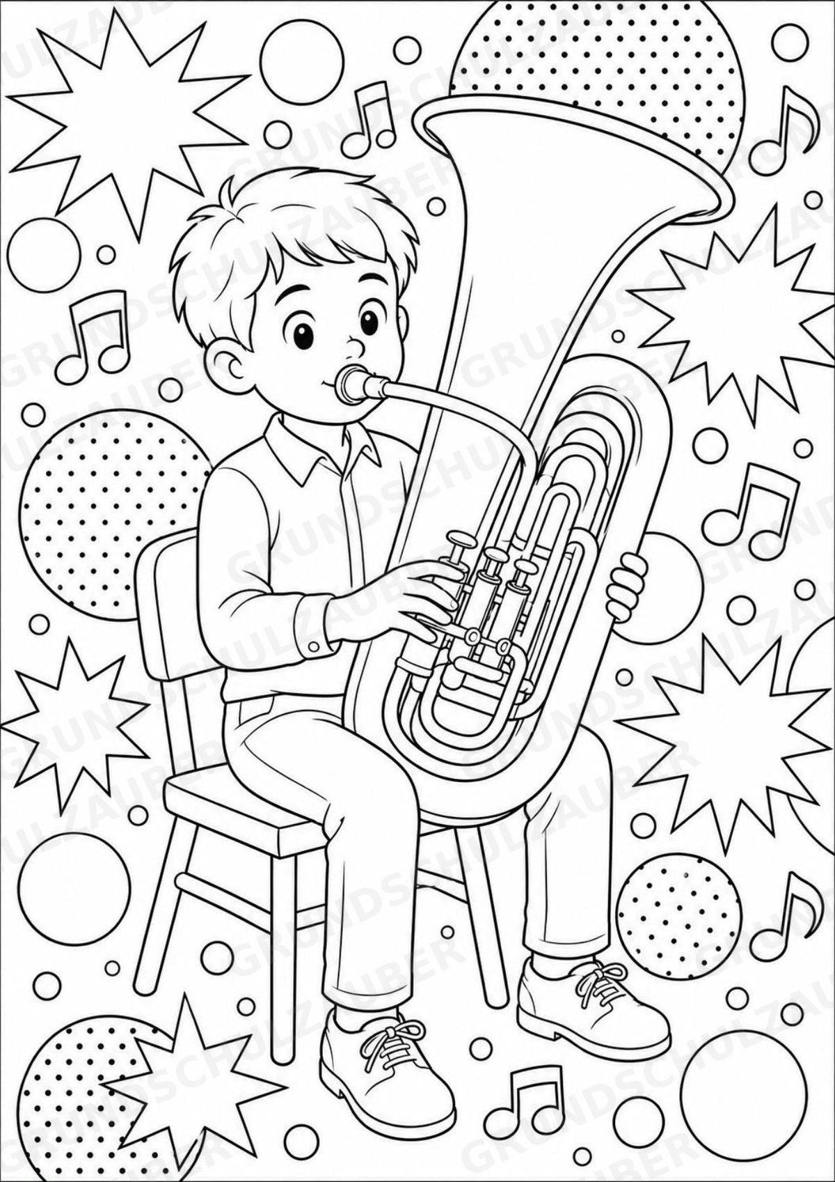 Orchesterinstrumente POP Art Ausmalbilder 15 Malvorlagen – Materialseite 12