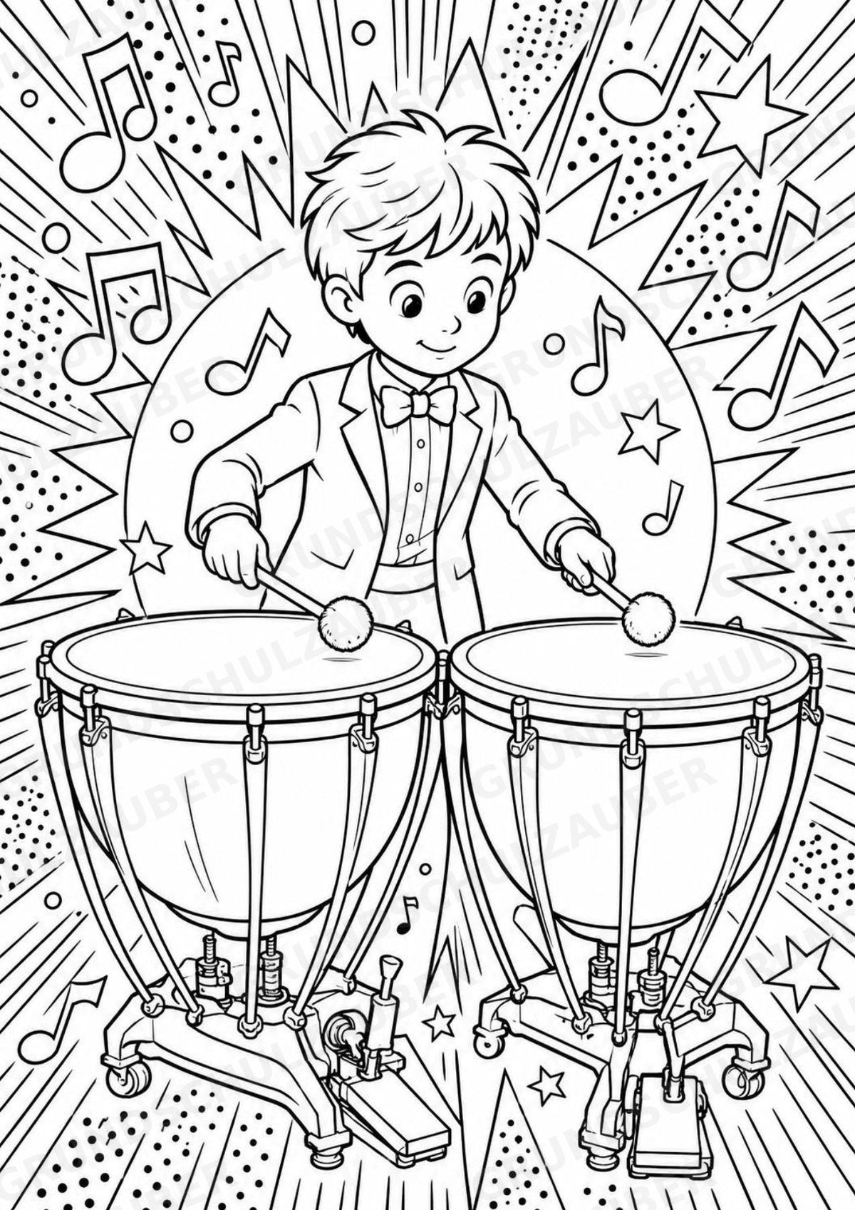 Orchesterinstrumente POP Art Ausmalbilder 15 Malvorlagen – Materialseite 14
