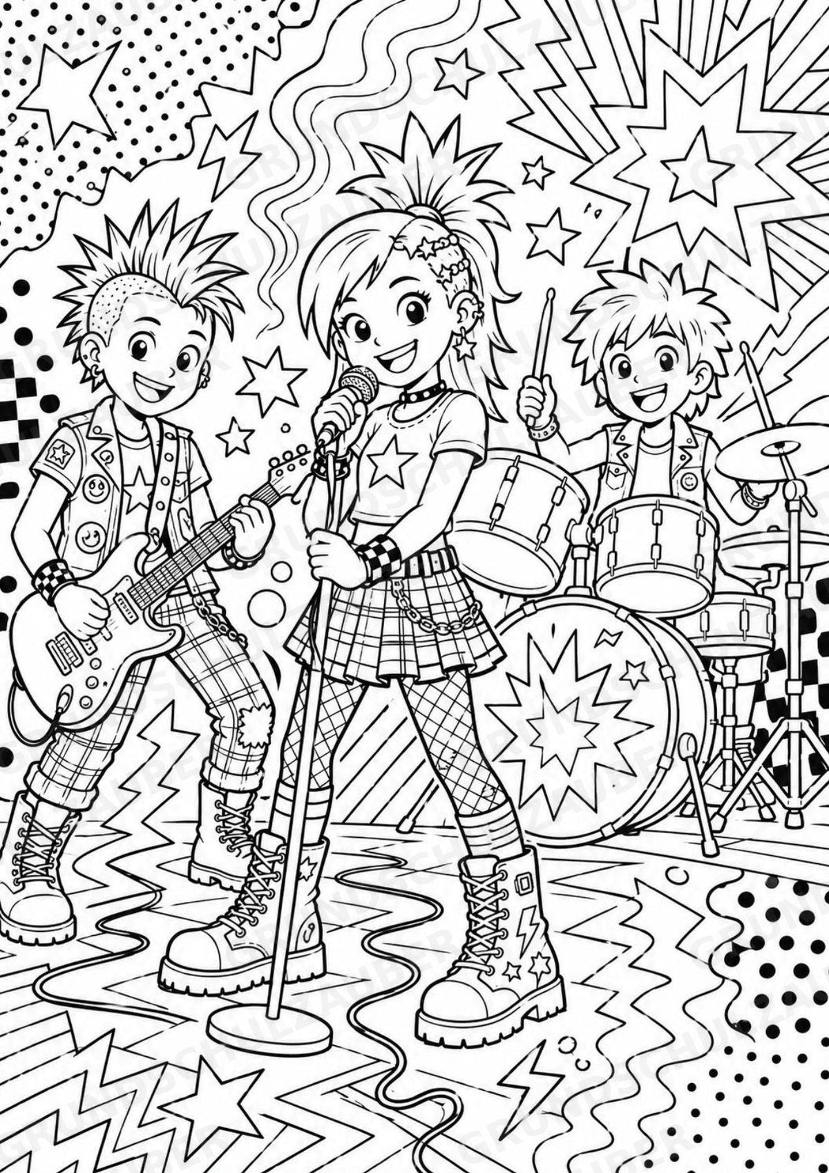 Punk POP Art Ausmalbilder 15 Malvorlagen – Materialseite 2