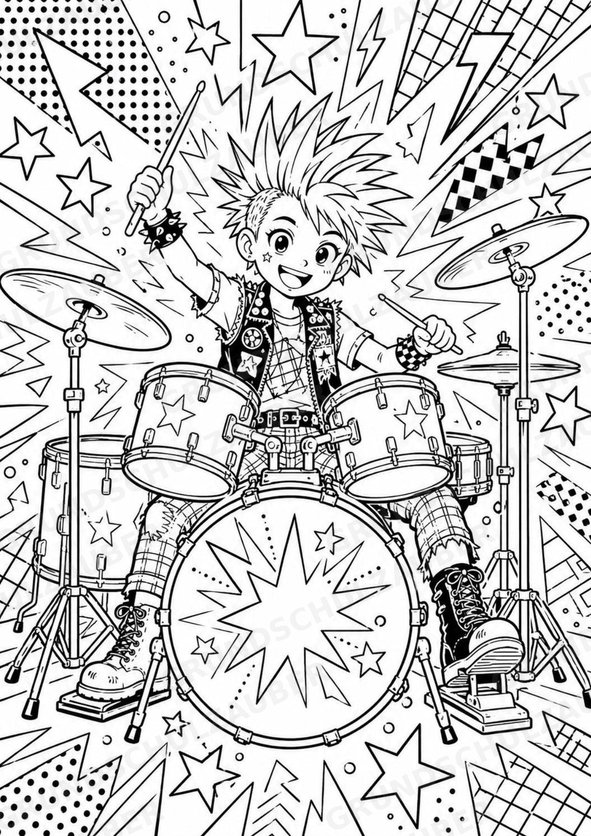 Punk POP Art Ausmalbilder 15 Malvorlagen – Materialseite 4