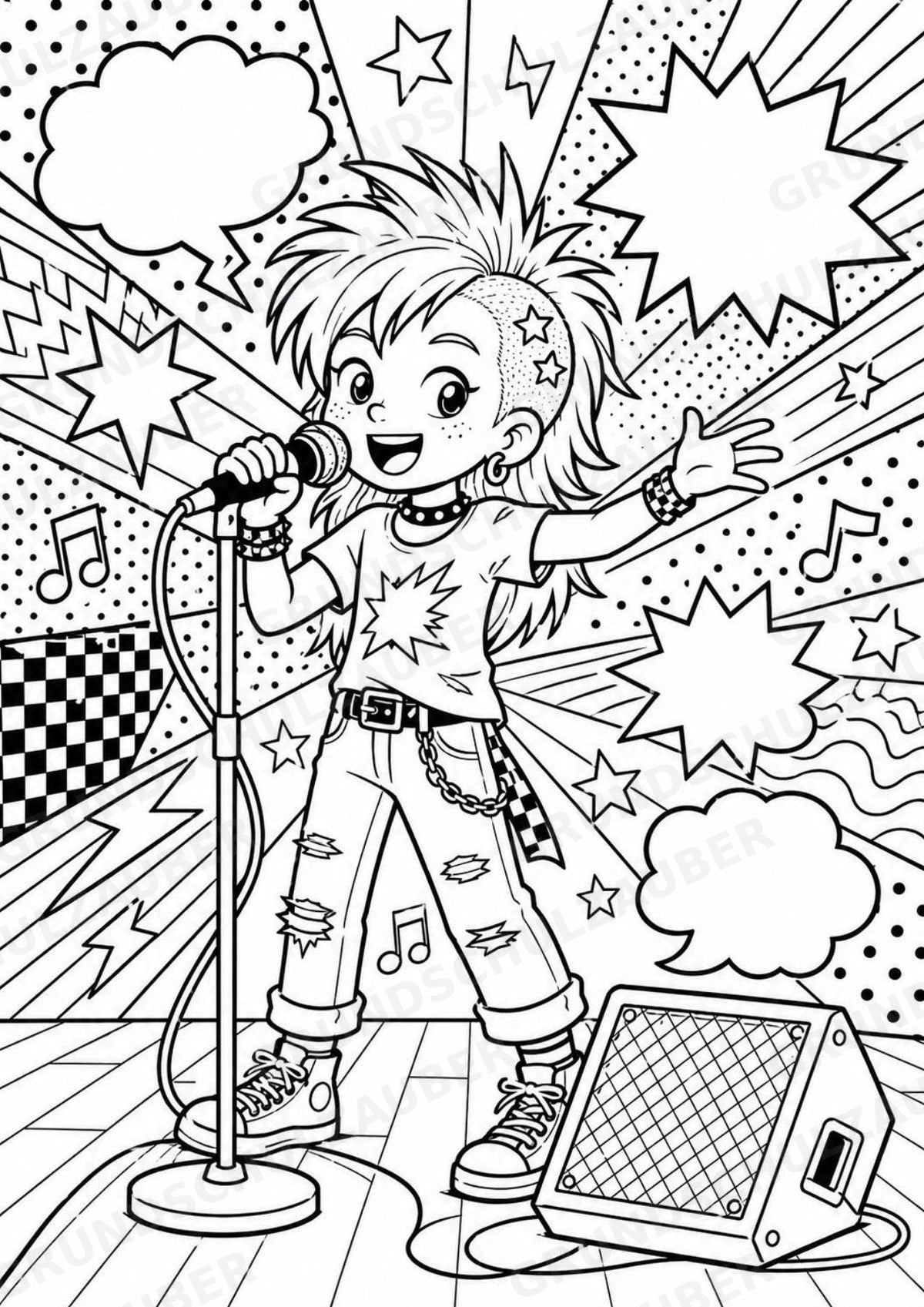 Punk POP Art Ausmalbilder 15 Malvorlagen – Materialseite 8