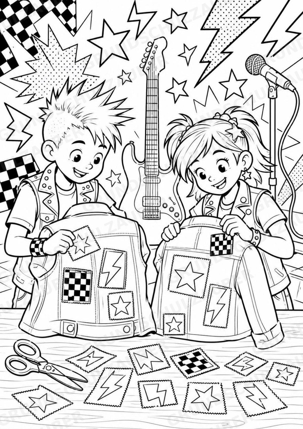 Punk POP Art Ausmalbilder 15 Malvorlagen – Materialseite 12
