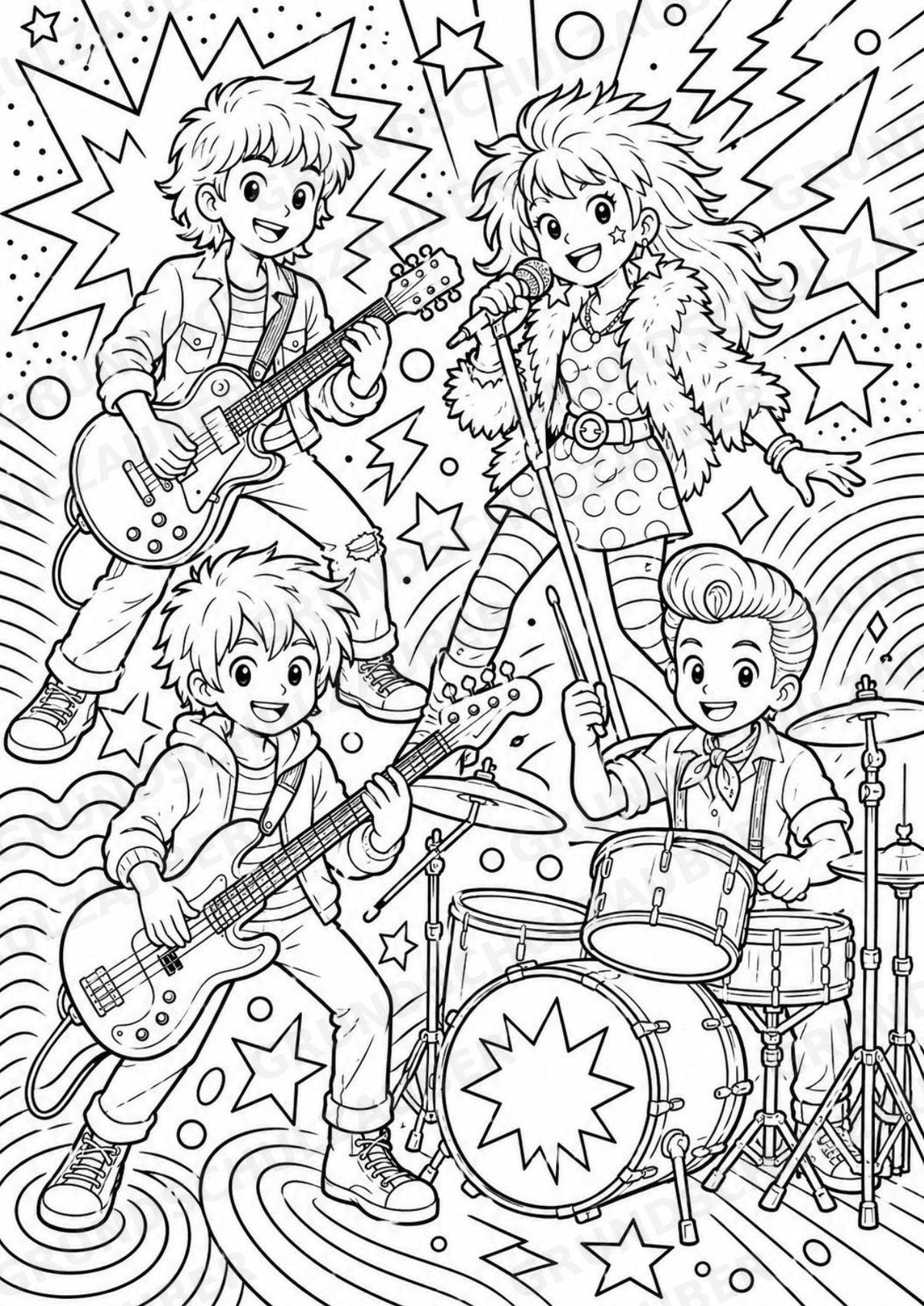 Rockstile POP Art Ausmalbilder 15 Malvorlagen – Materialseite 2