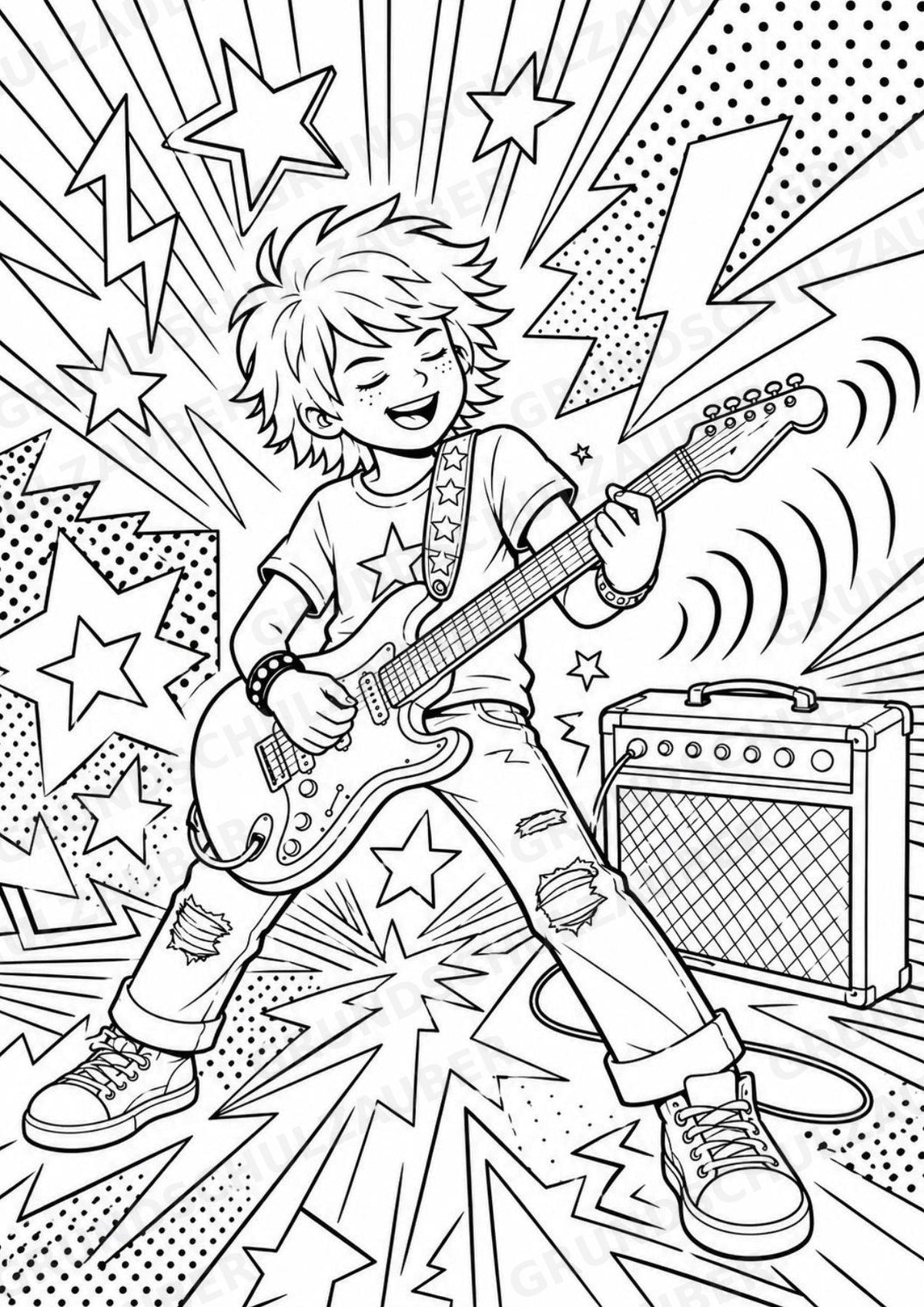 Rockstile POP Art Ausmalbilder 15 Malvorlagen – Materialseite 3