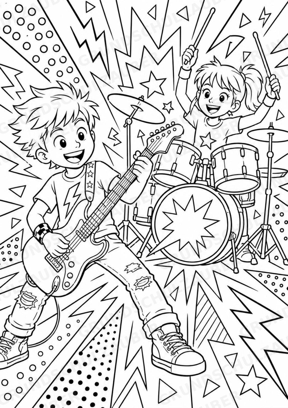 Rockstile POP Art Ausmalbilder 15 Malvorlagen – Materialseite 7
