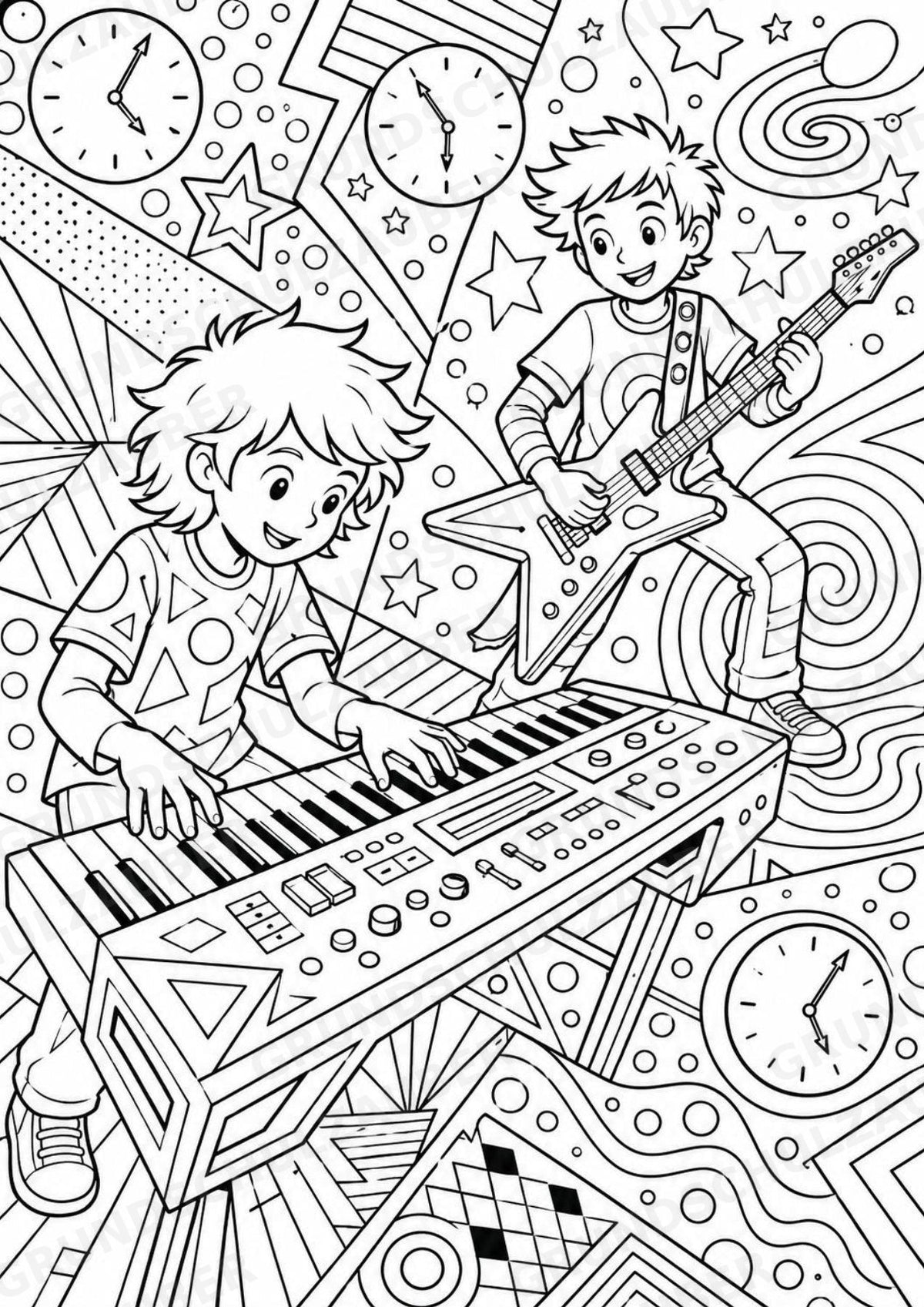 Rockstile POP Art Ausmalbilder 15 Malvorlagen – Materialseite 8