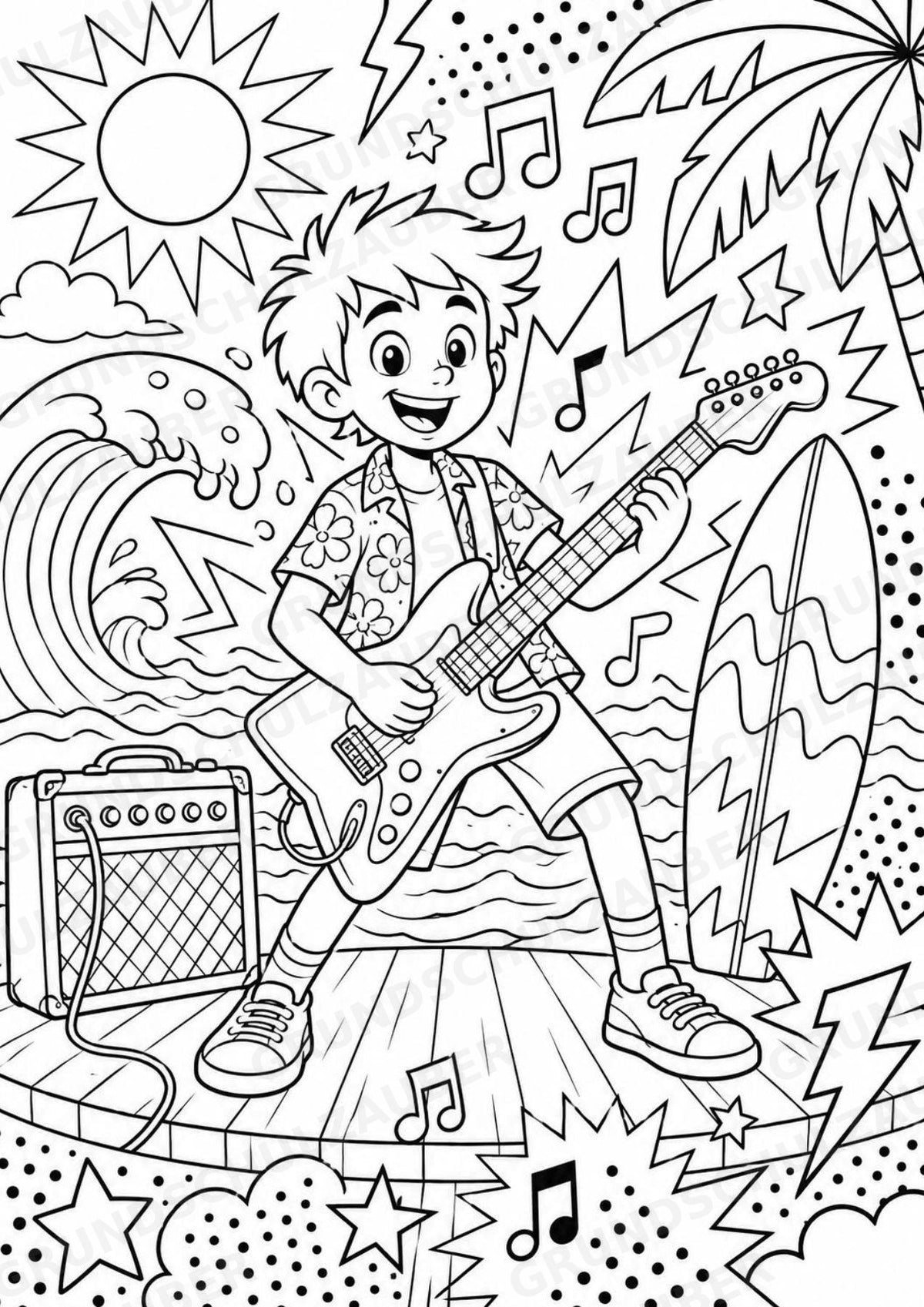 Rockstile POP Art Ausmalbilder 15 Malvorlagen – Materialseite 9