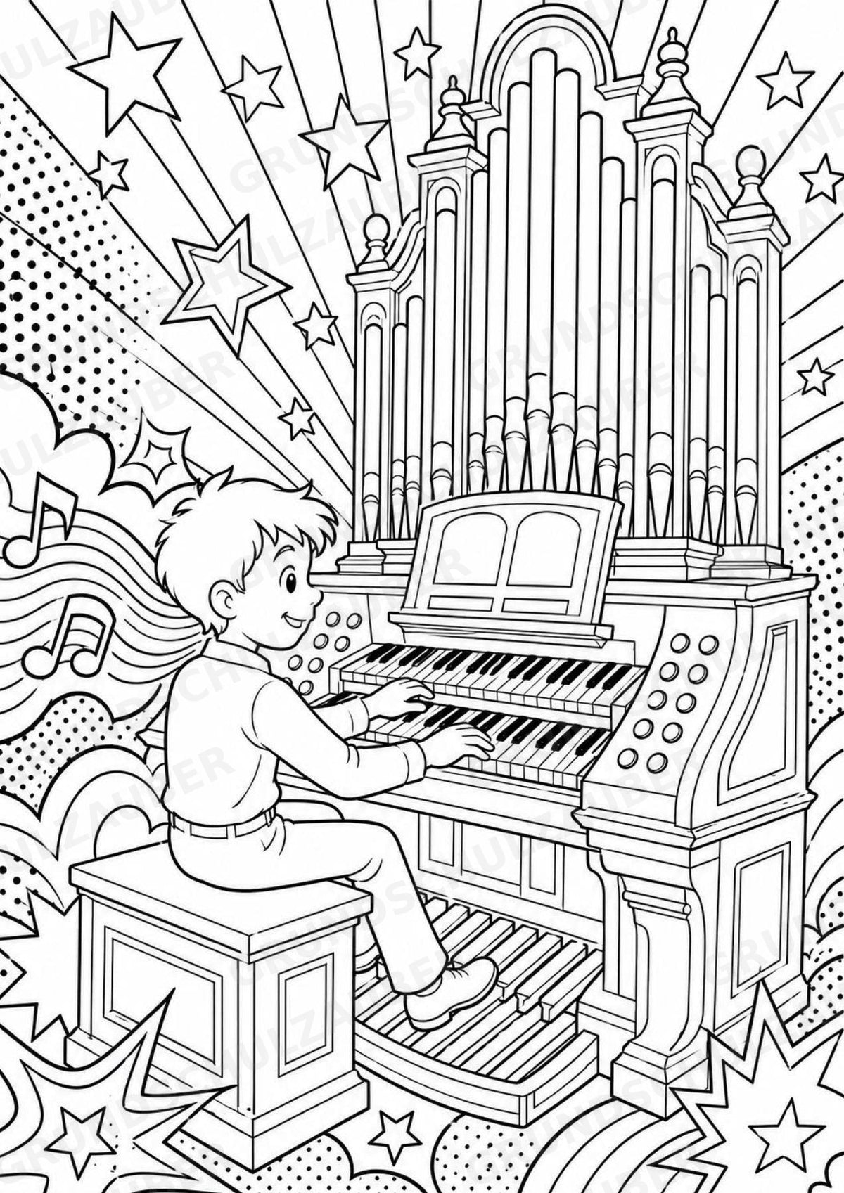 Tasteninstrumente POP Art Ausmalbilder 15 Malvorlagen – Materialseite 5