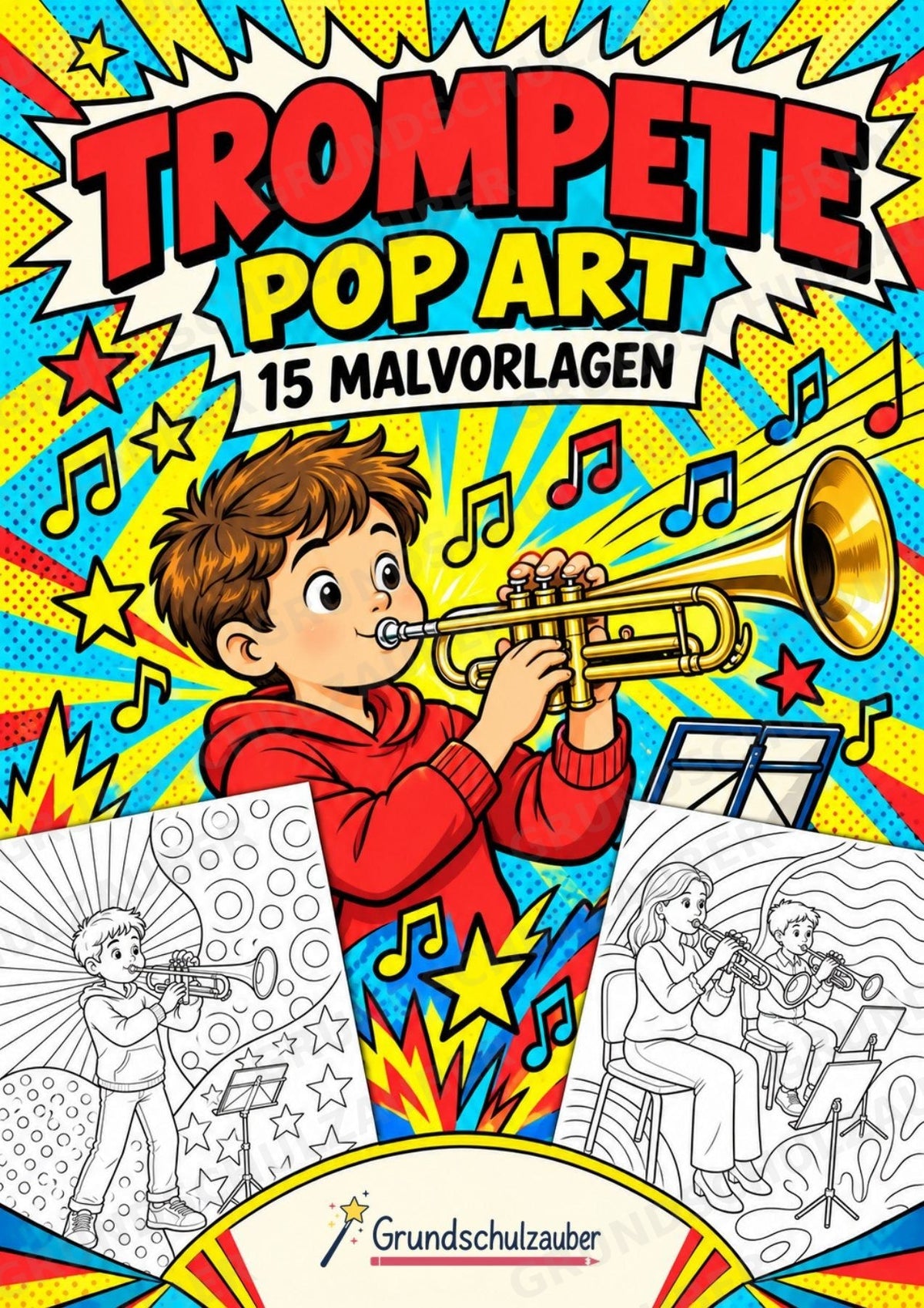 Trompete POP Art Ausmalbilder 15 Malvorlagen – Cover