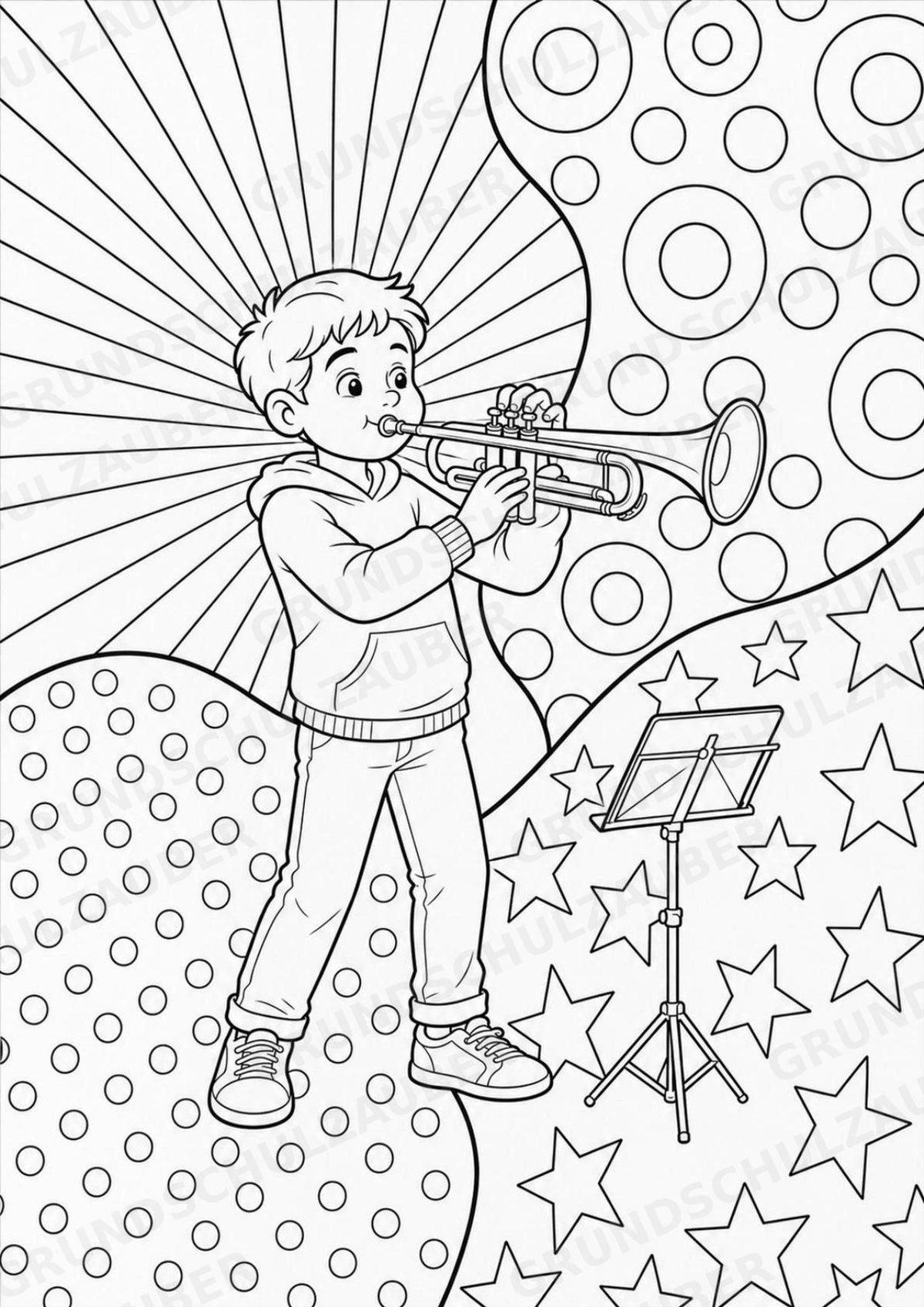 Trompete POP Art Ausmalbilder 15 Malvorlagen – Materialseite 2