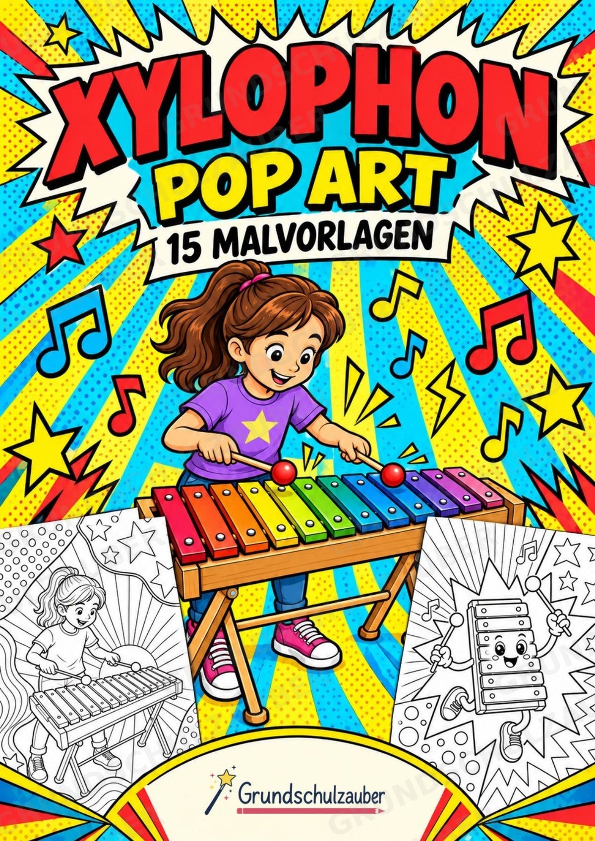 Xylophon POP Art Ausmalbilder 15 Malvorlagen – Cover