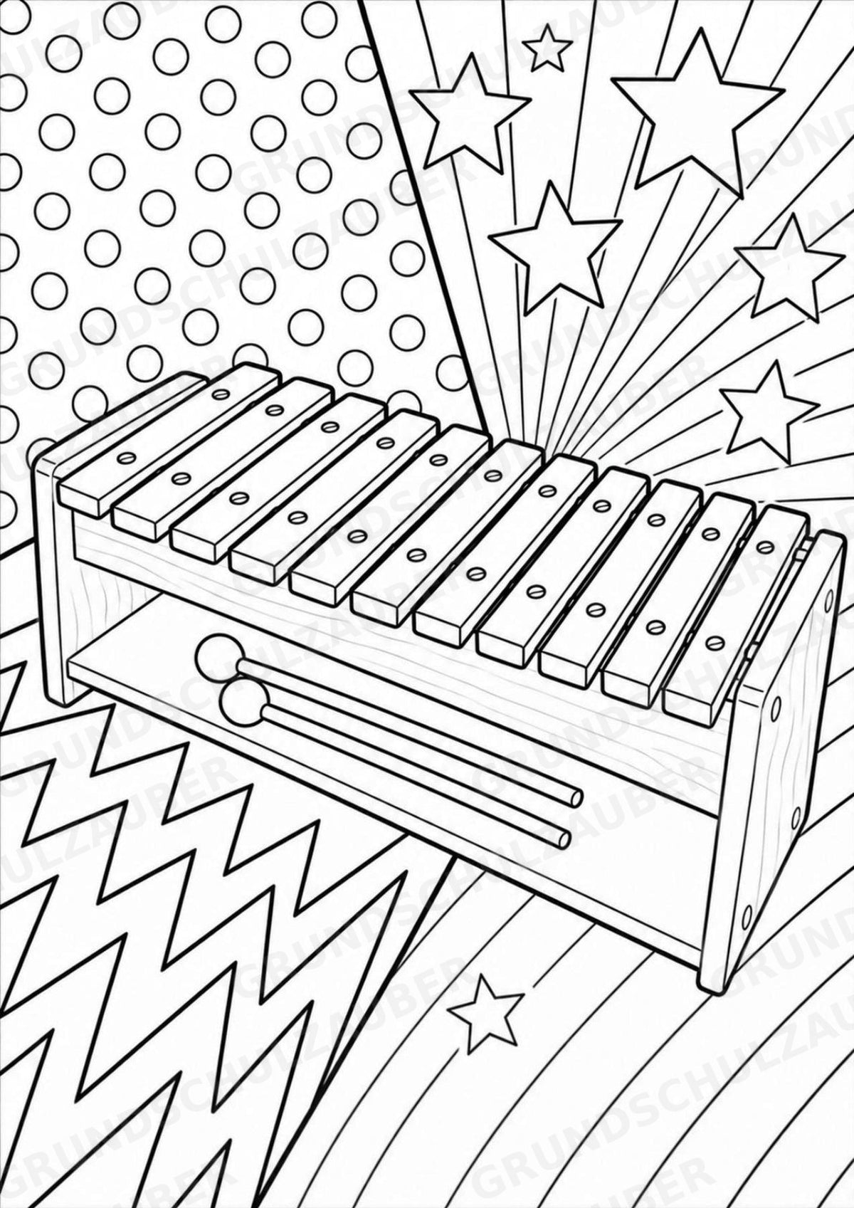 Xylophon POP Art Ausmalbilder 15 Malvorlagen – Materialseite 7