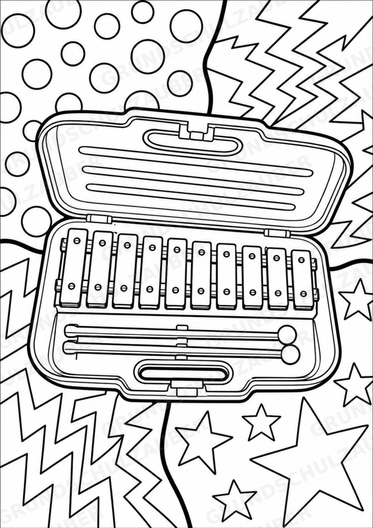 Xylophon POP Art Ausmalbilder 15 Malvorlagen – Materialseite 14