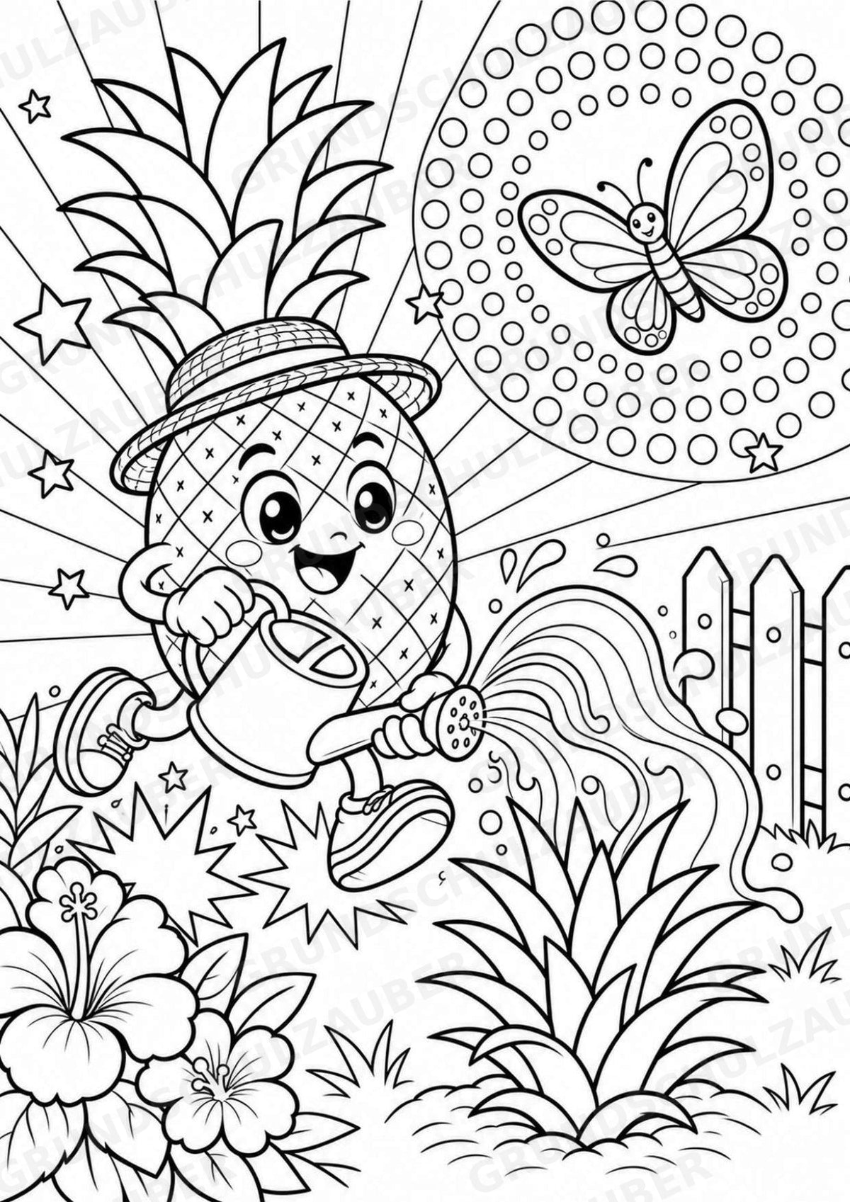 Ananas POP Art Ausmalbilder 15 Malvorlagen – Materialseite 2