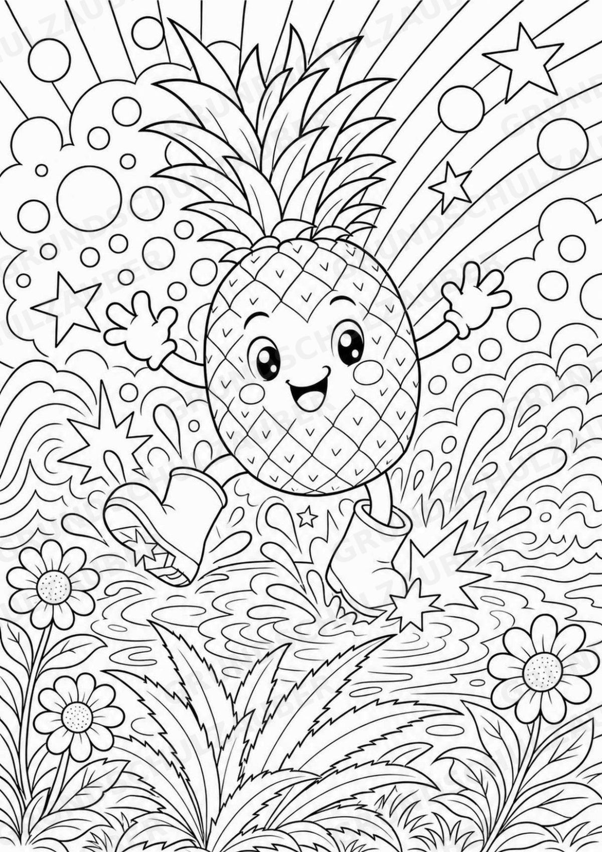 Ananas POP Art Ausmalbilder 15 Malvorlagen – Materialseite 7