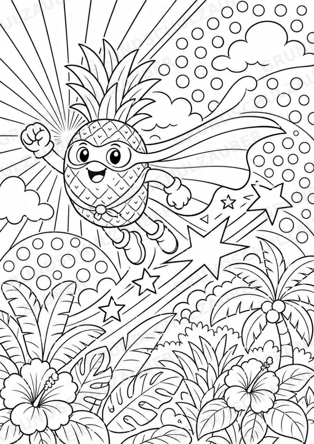 Ananas POP Art Ausmalbilder 15 Malvorlagen – Materialseite 10