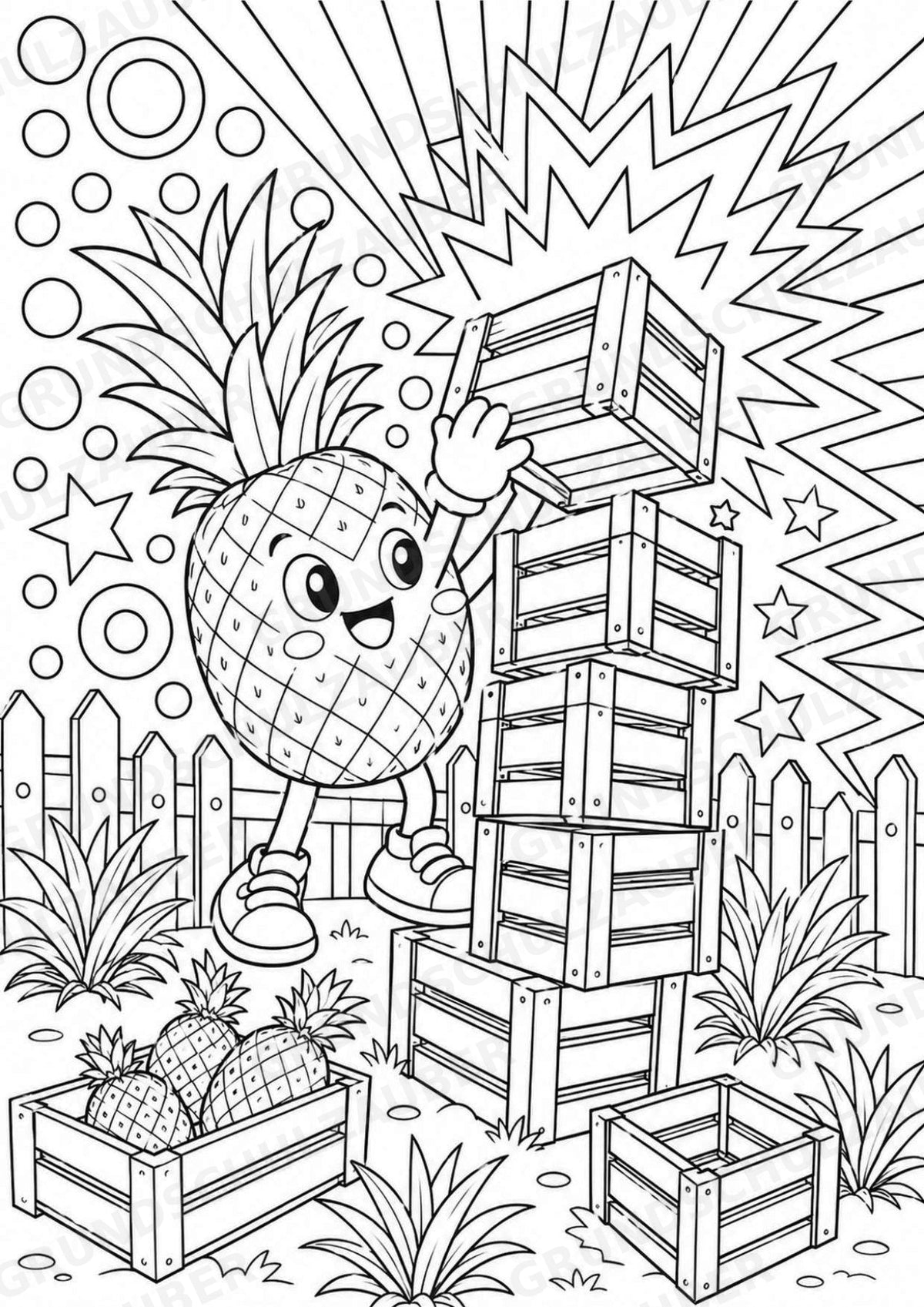 Ananas POP Art Ausmalbilder 15 Malvorlagen – Materialseite 14