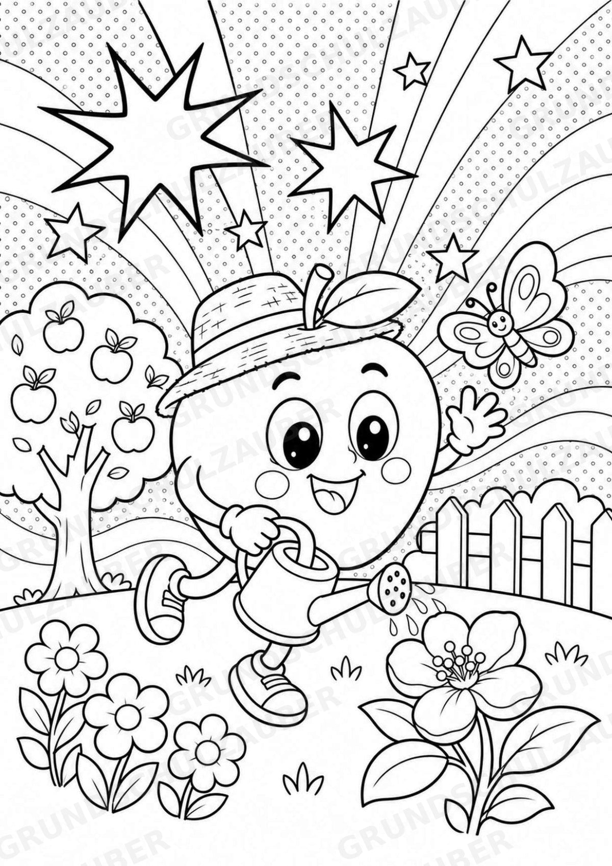 Apfel POP Art Ausmalbilder 15 Malvorlagen – Materialseite 2