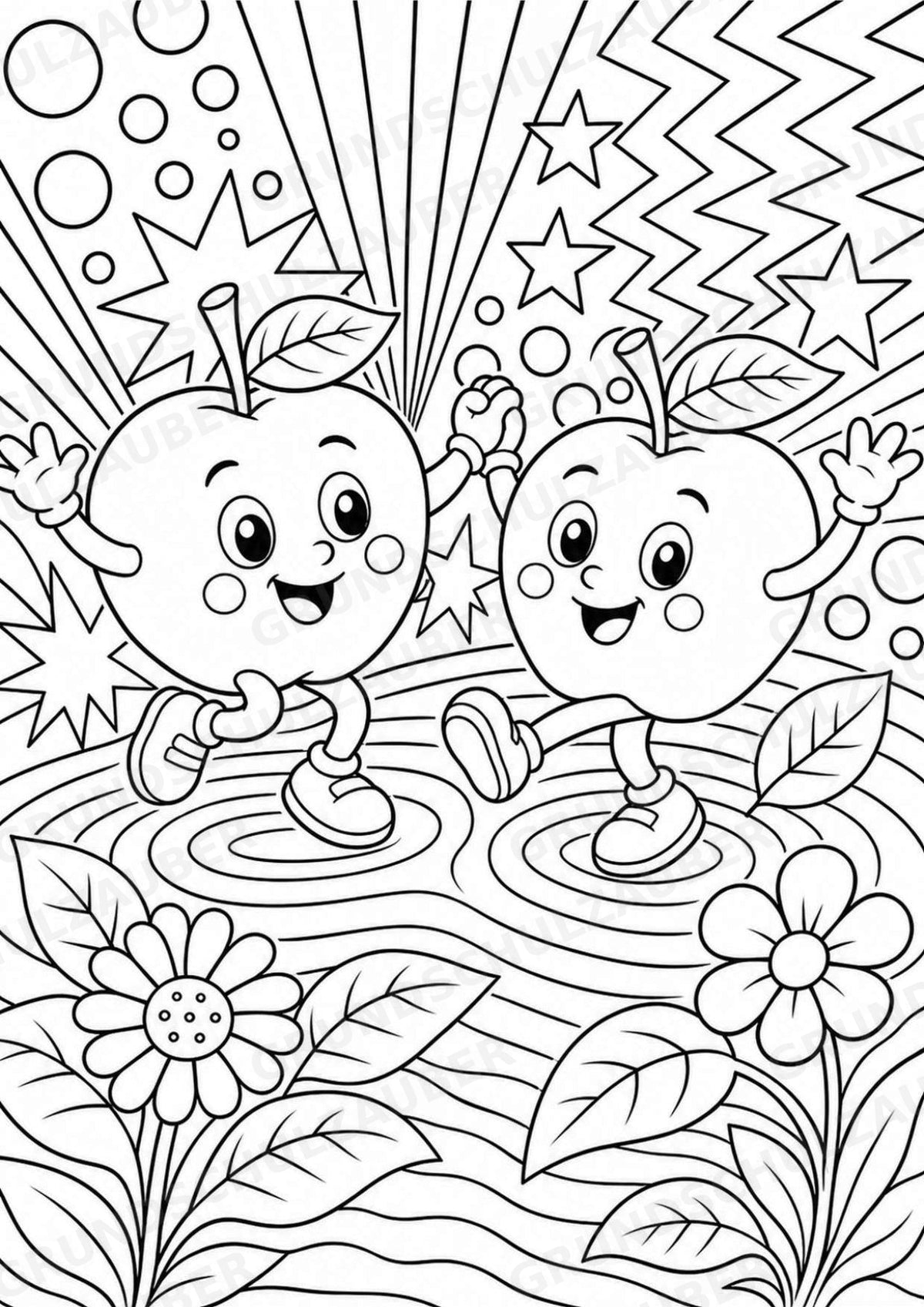 Apfel POP Art Ausmalbilder 15 Malvorlagen – Materialseite 4