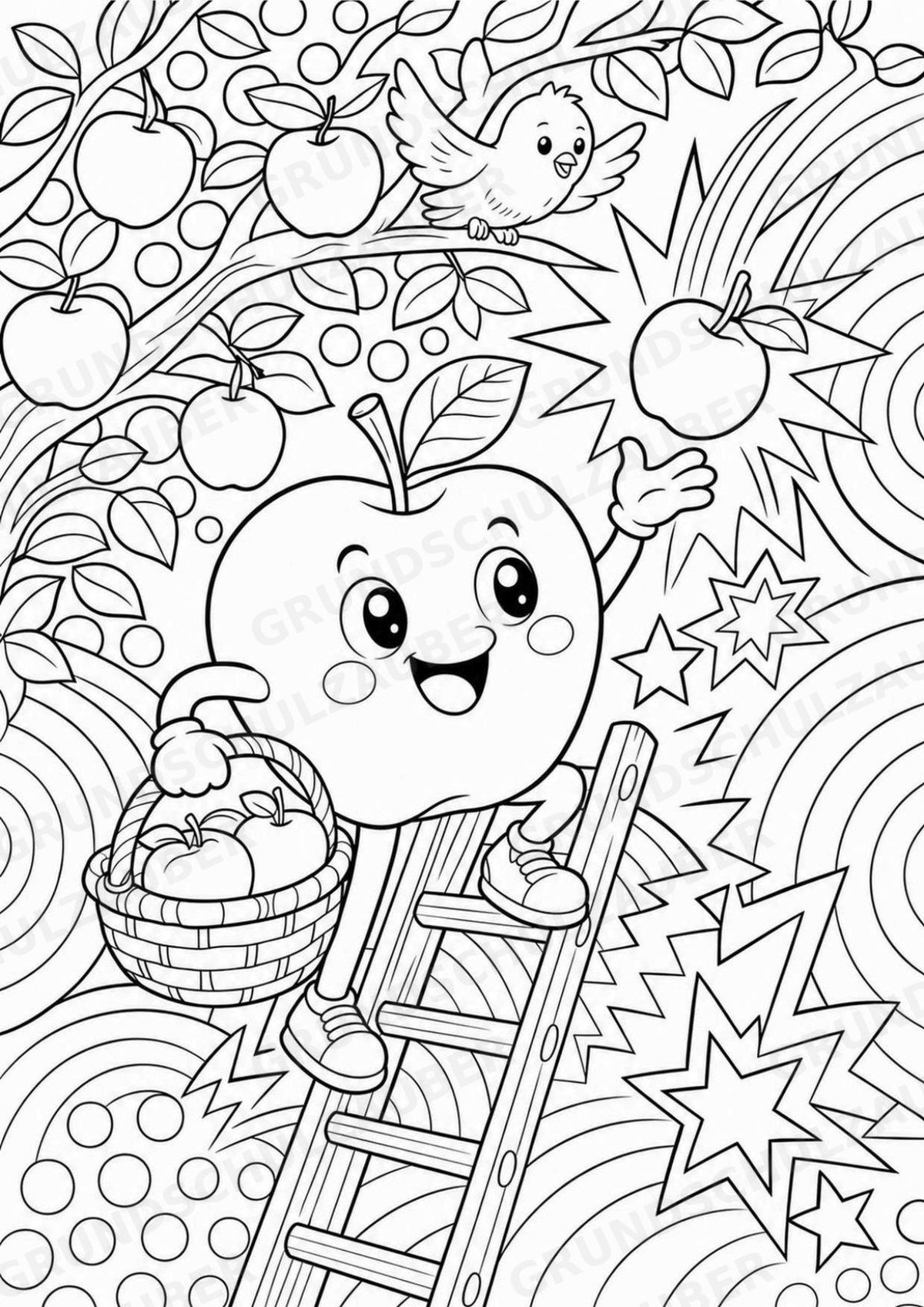 Apfel POP Art Ausmalbilder 15 Malvorlagen – Materialseite 5