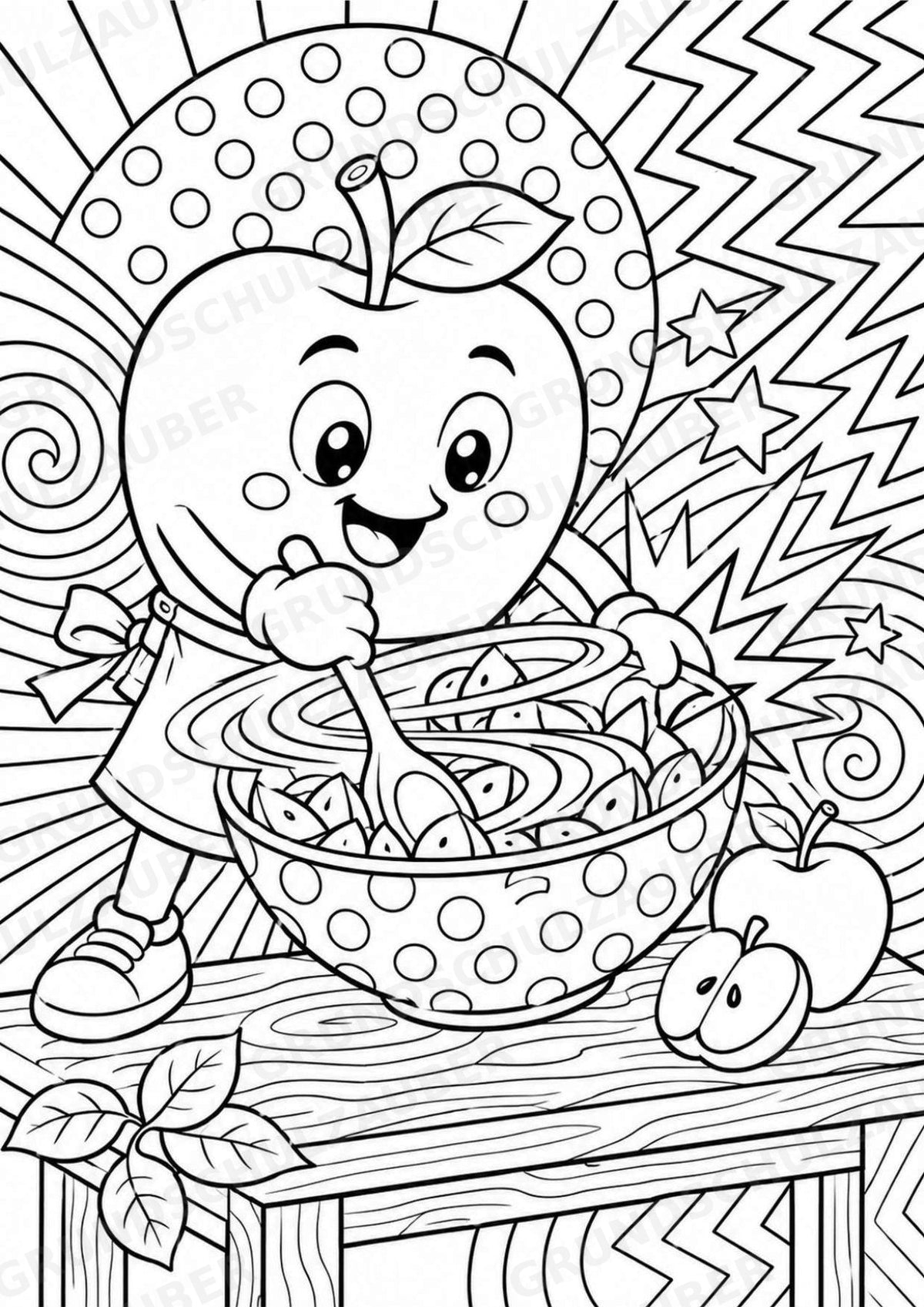 Apfel POP Art Ausmalbilder 15 Malvorlagen – Materialseite 8