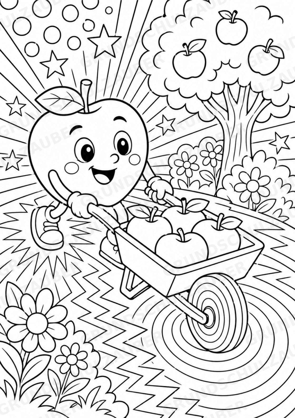 Apfel POP Art Ausmalbilder 15 Malvorlagen – Materialseite 9