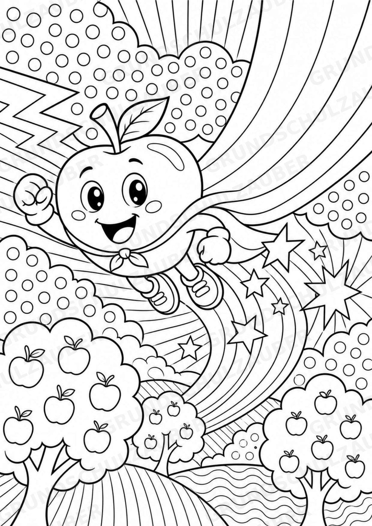 Apfel POP Art Ausmalbilder 15 Malvorlagen – Materialseite 10