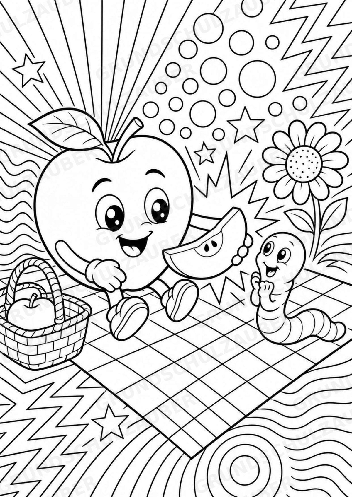 Apfel POP Art Ausmalbilder 15 Malvorlagen – Materialseite 12