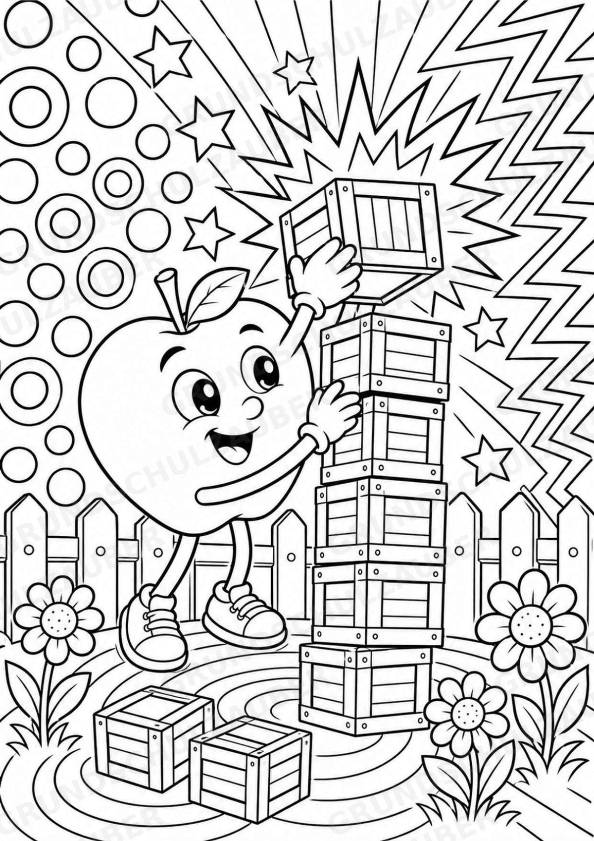 Apfel POP Art Ausmalbilder 15 Malvorlagen – Materialseite 14