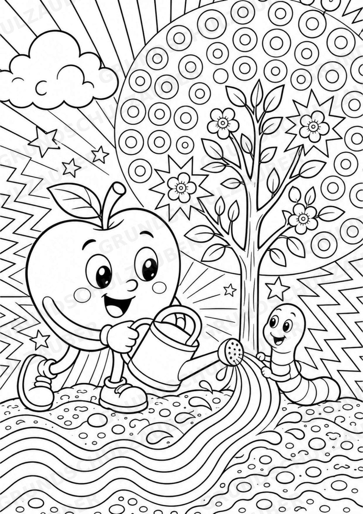 Apfel POP Art Ausmalbilder 15 Malvorlagen – Materialseite 15