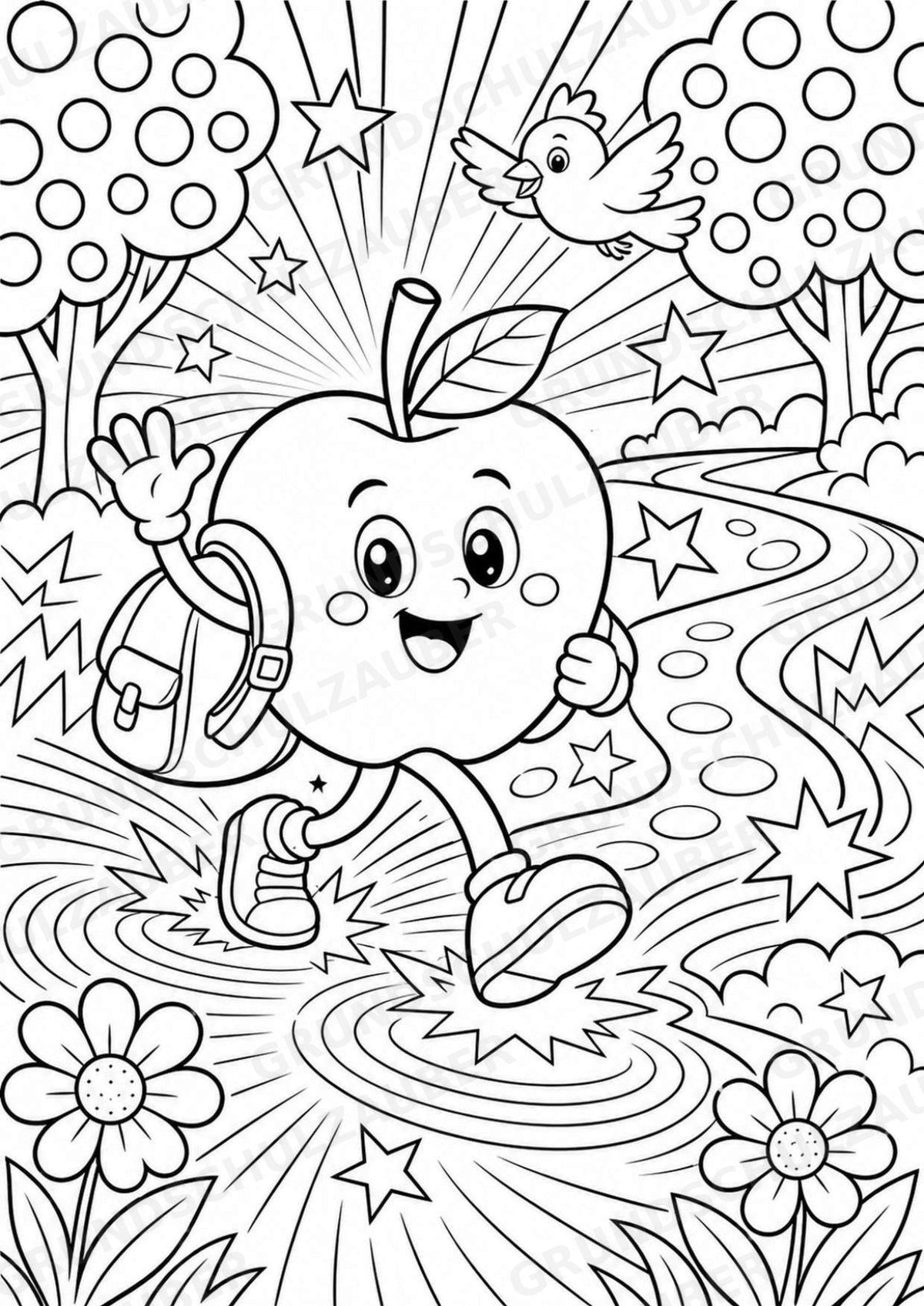 Apfel POP Art Ausmalbilder 15 Malvorlagen – Materialseite 16