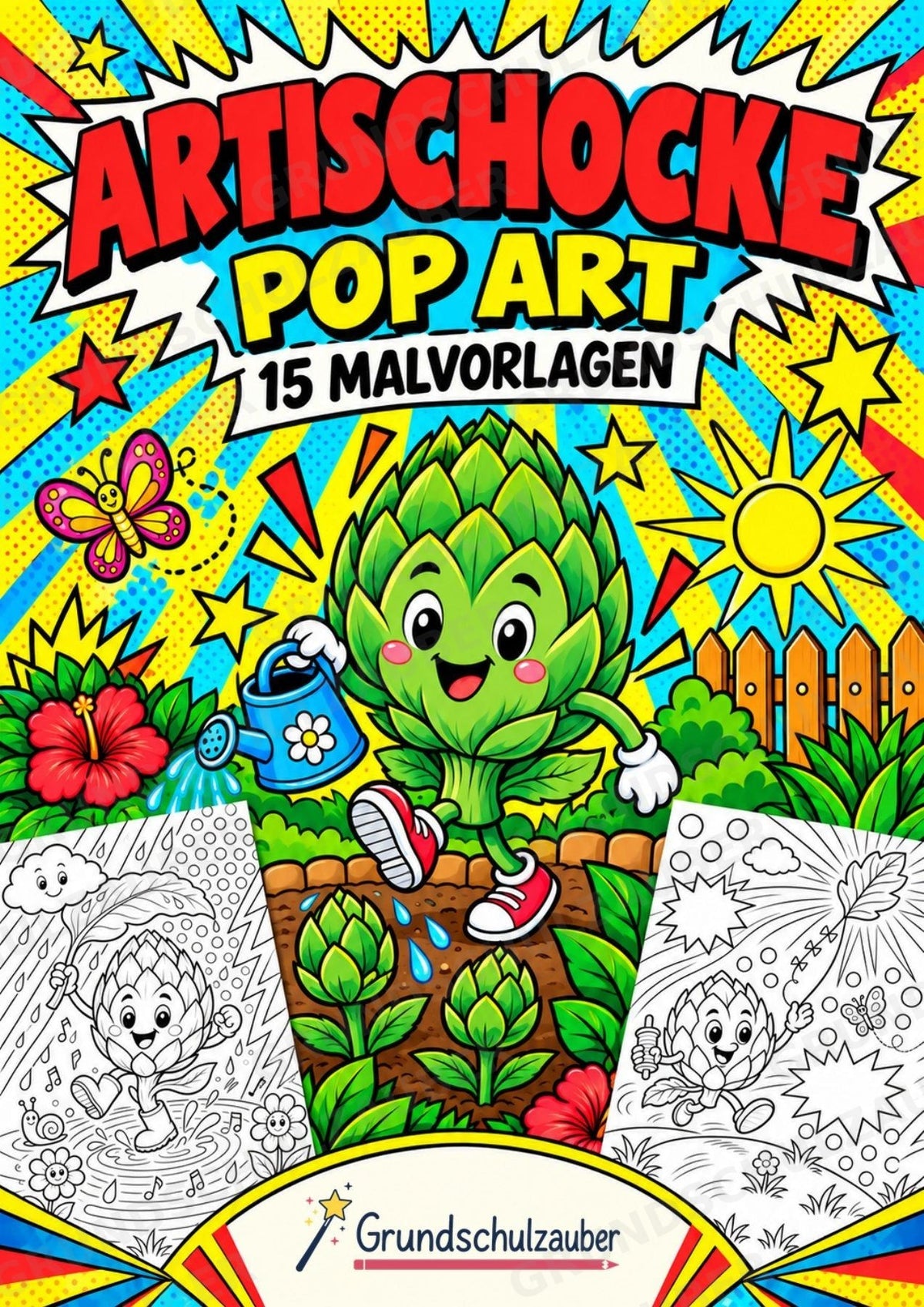 Artischocke POP Art Ausmalbilder 15 Malvorlagen – Cover