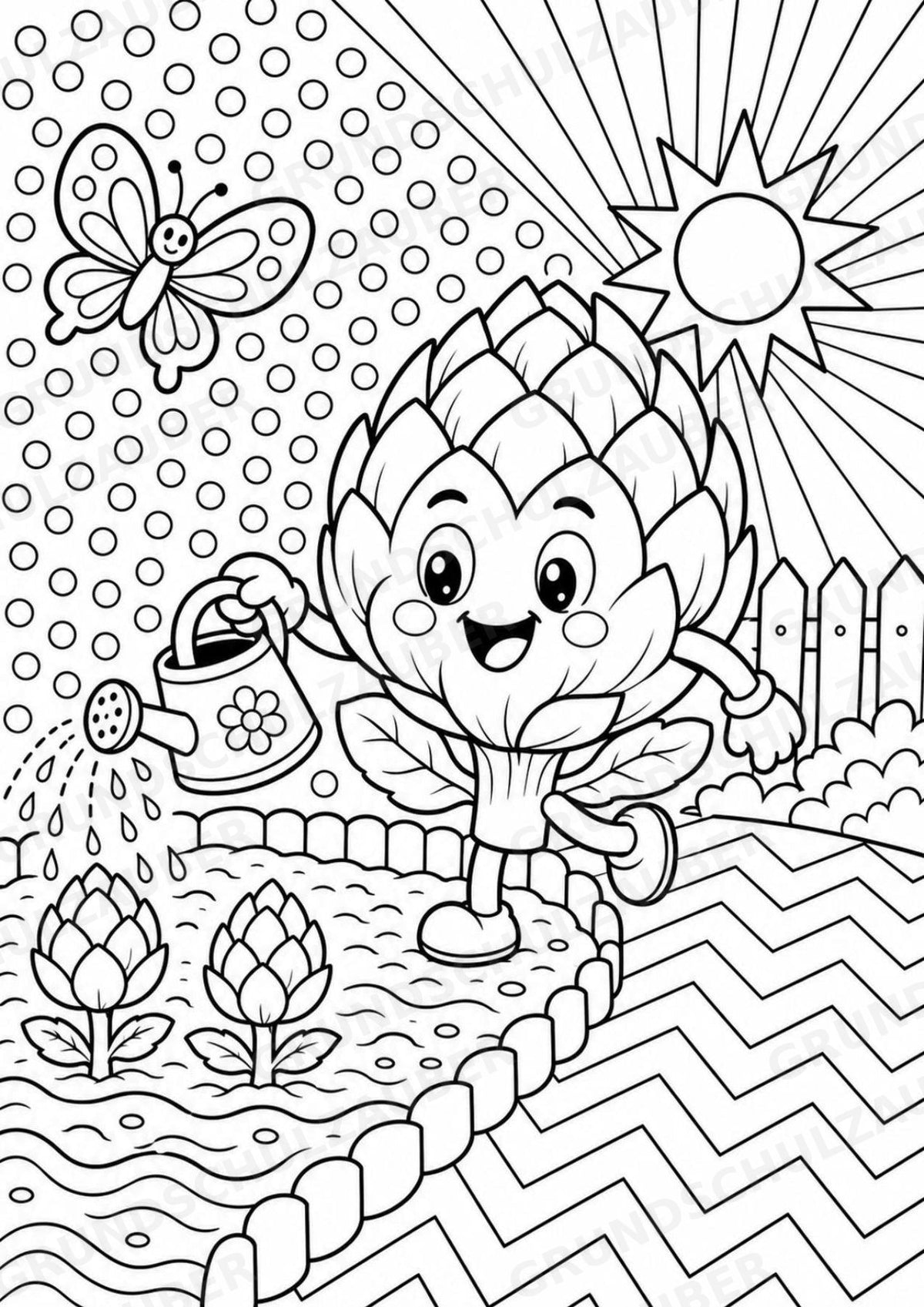 Artischocke POP Art Ausmalbilder 15 Malvorlagen – Materialseite 2