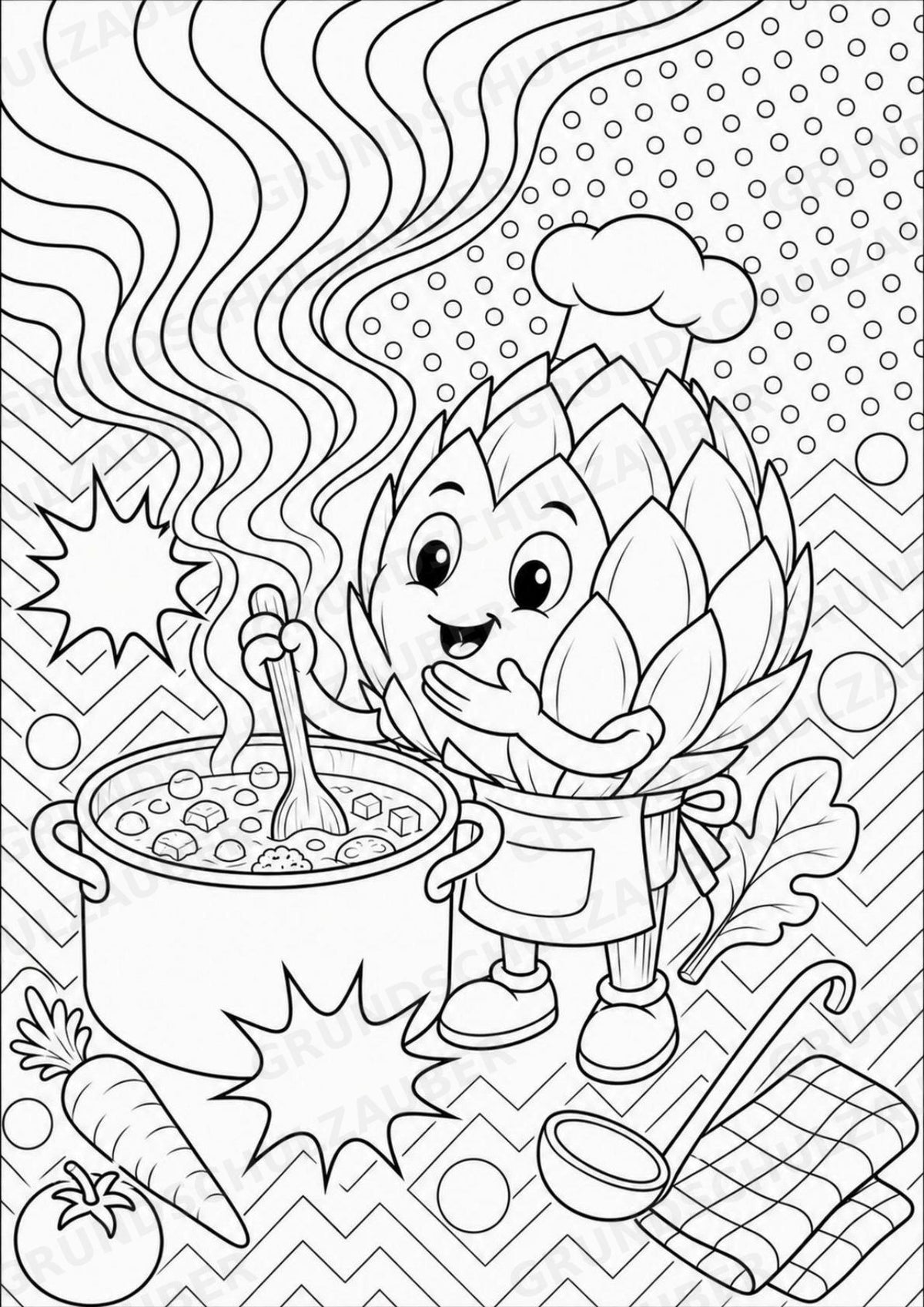 Artischocke POP Art Ausmalbilder 15 Malvorlagen – Materialseite 4