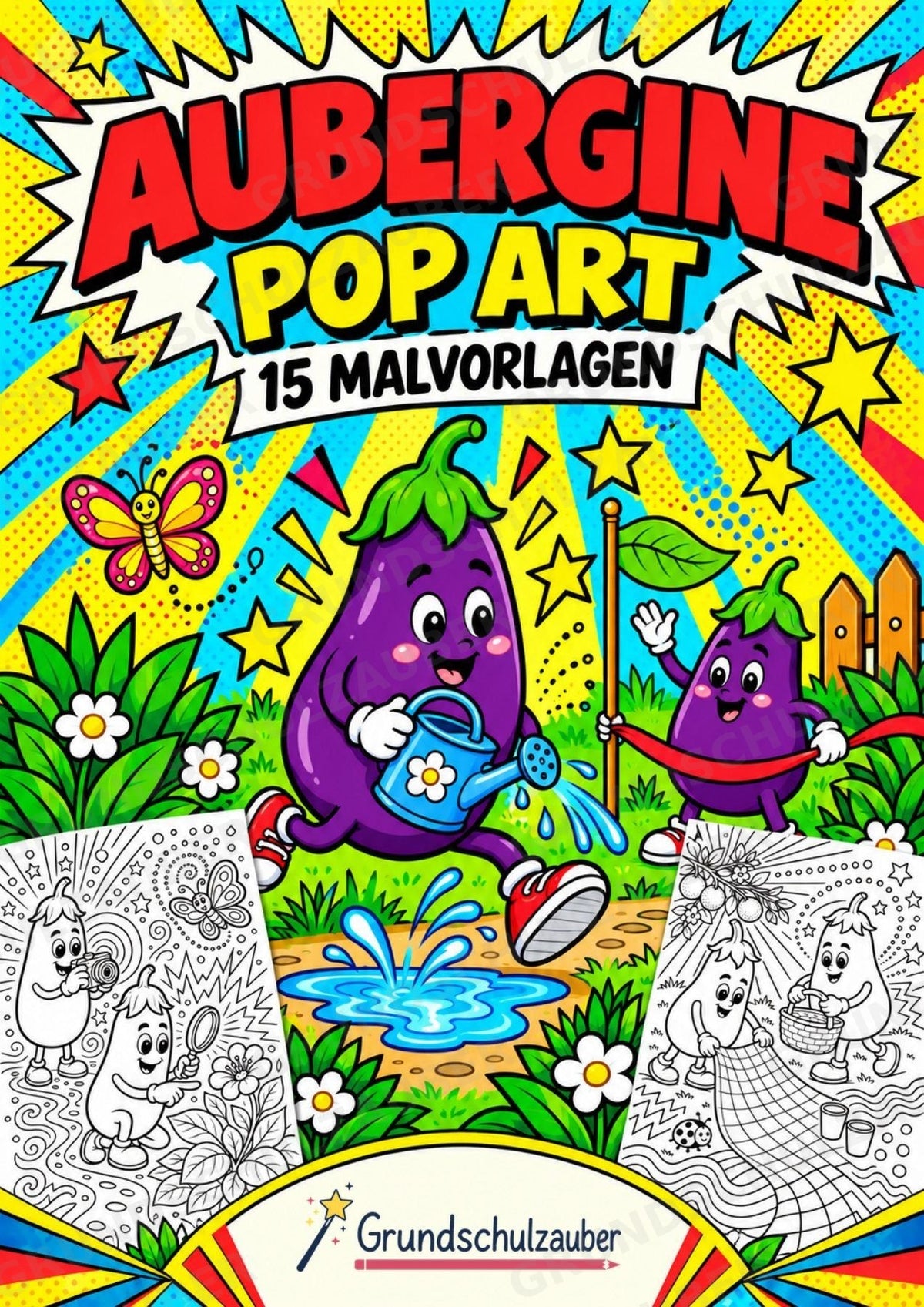 Aubergine POP Art Ausmalbilder 15 Malvorlagen – Cover