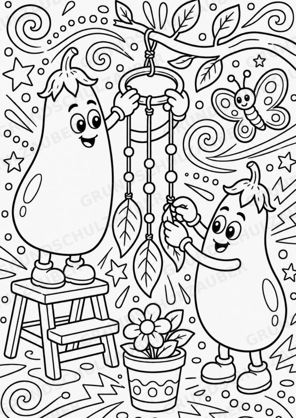 Aubergine POP Art Ausmalbilder 15 Malvorlagen – Materialseite 13