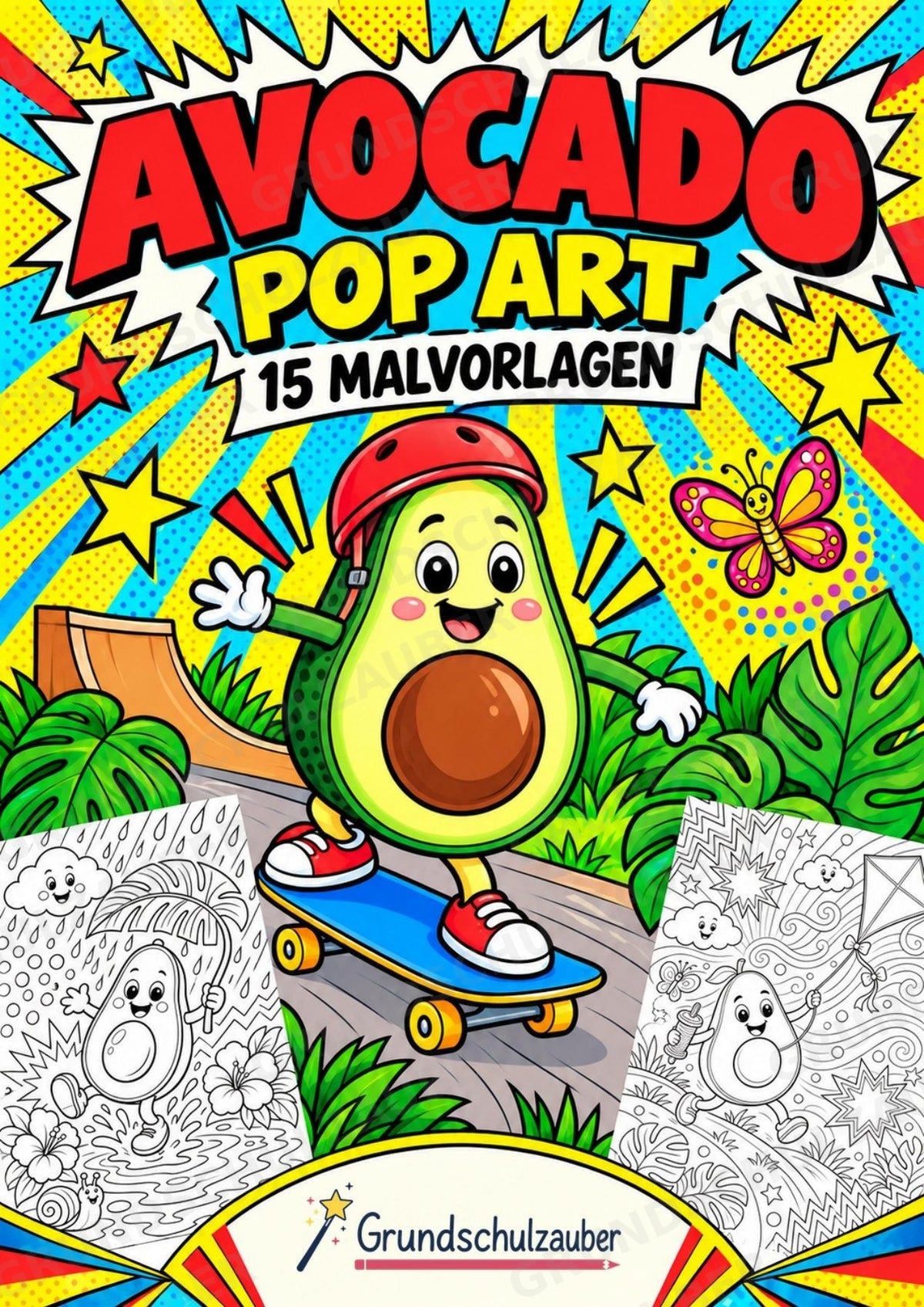 Avocado POP Art Ausmalbilder 15 Malvorlagen – Cover