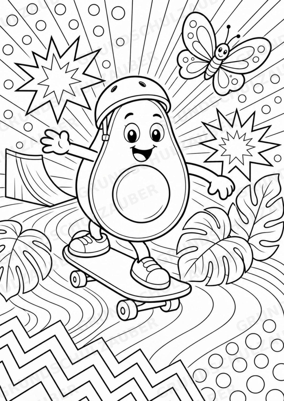 Avocado POP Art Ausmalbilder 15 Malvorlagen – Materialseite 2