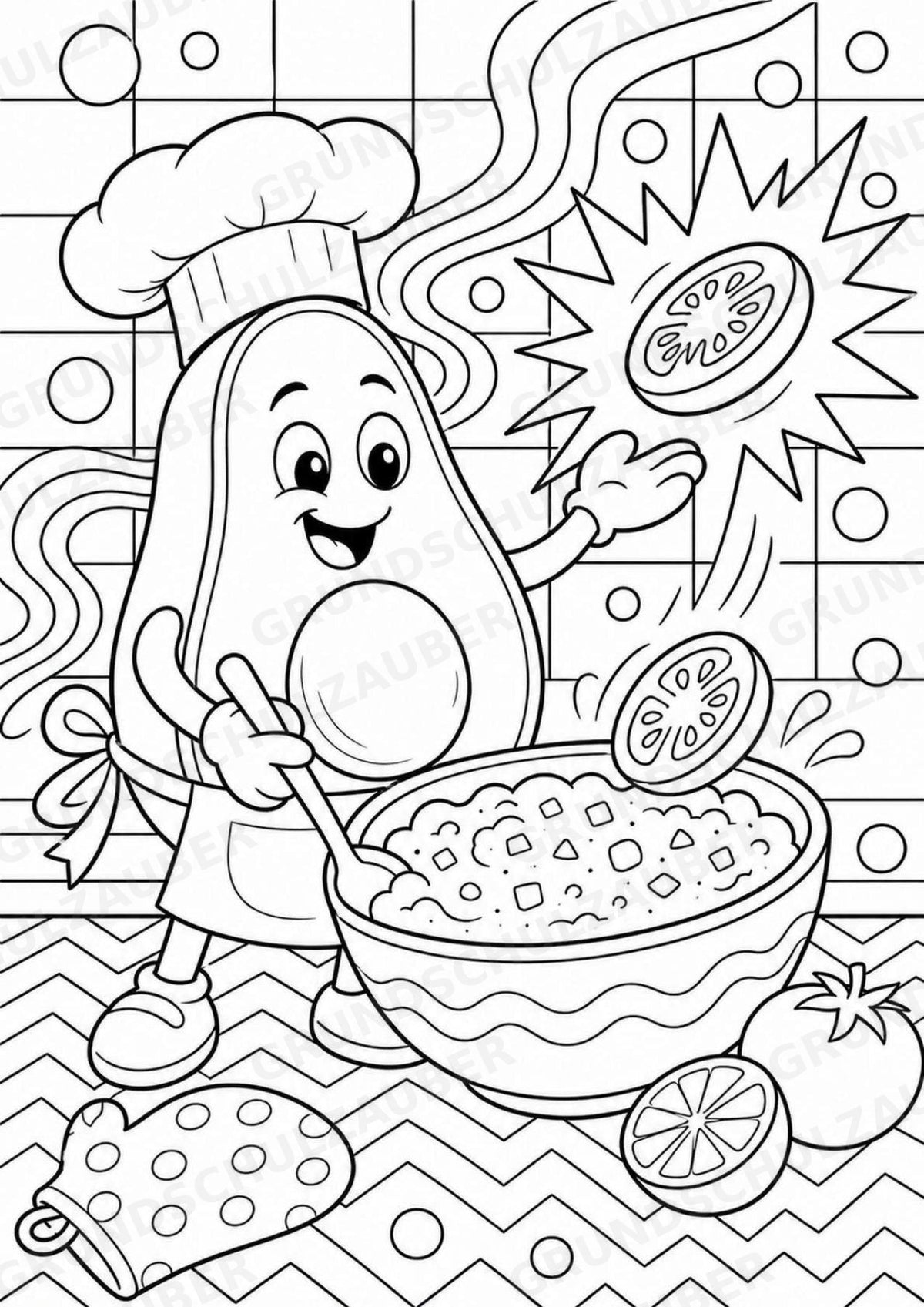 Avocado POP Art Ausmalbilder 15 Malvorlagen – Materialseite 4