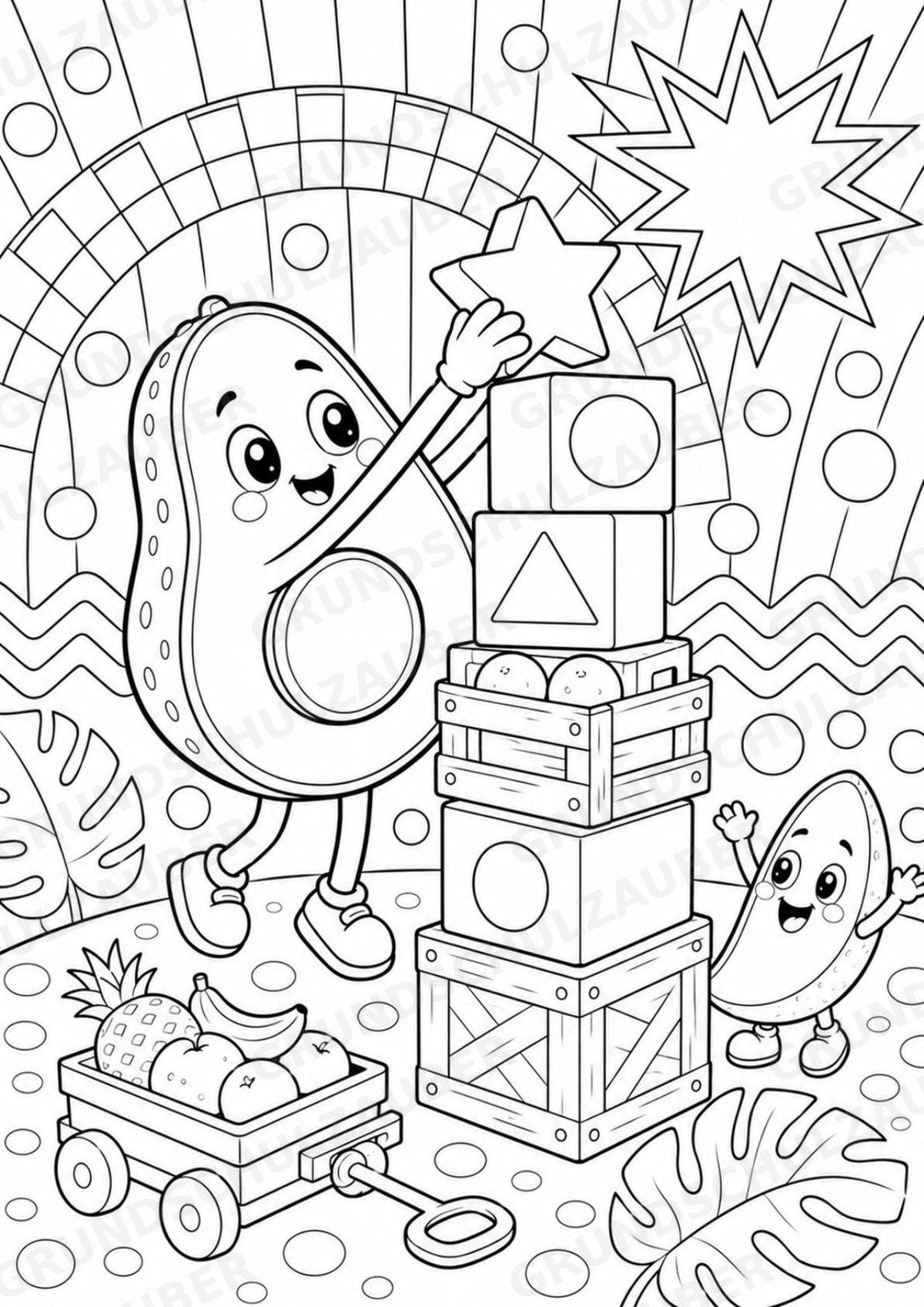 Avocado POP Art Ausmalbilder 15 Malvorlagen – Materialseite 14
