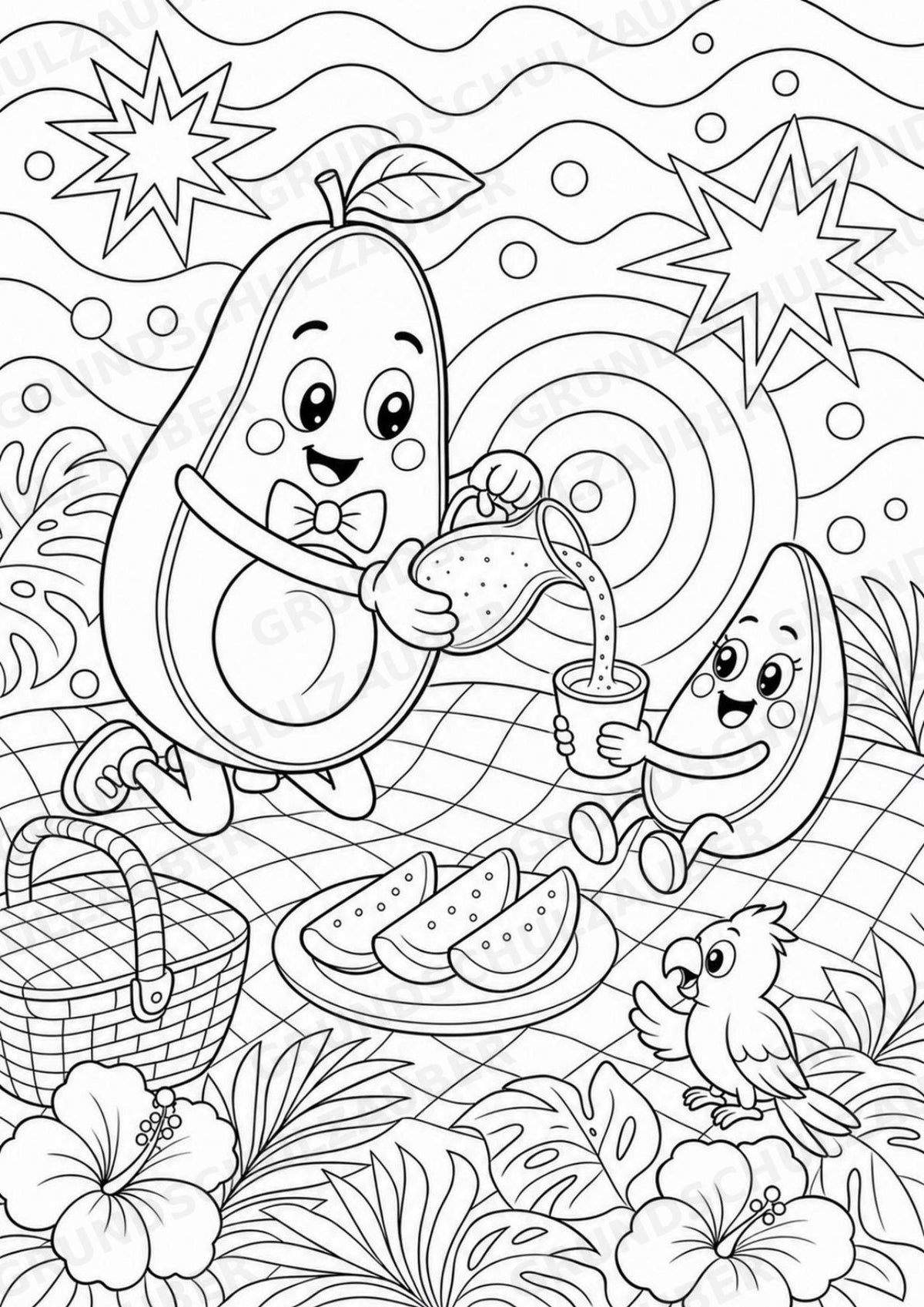Avocado POP Art Ausmalbilder 15 Malvorlagen – Materialseite 15